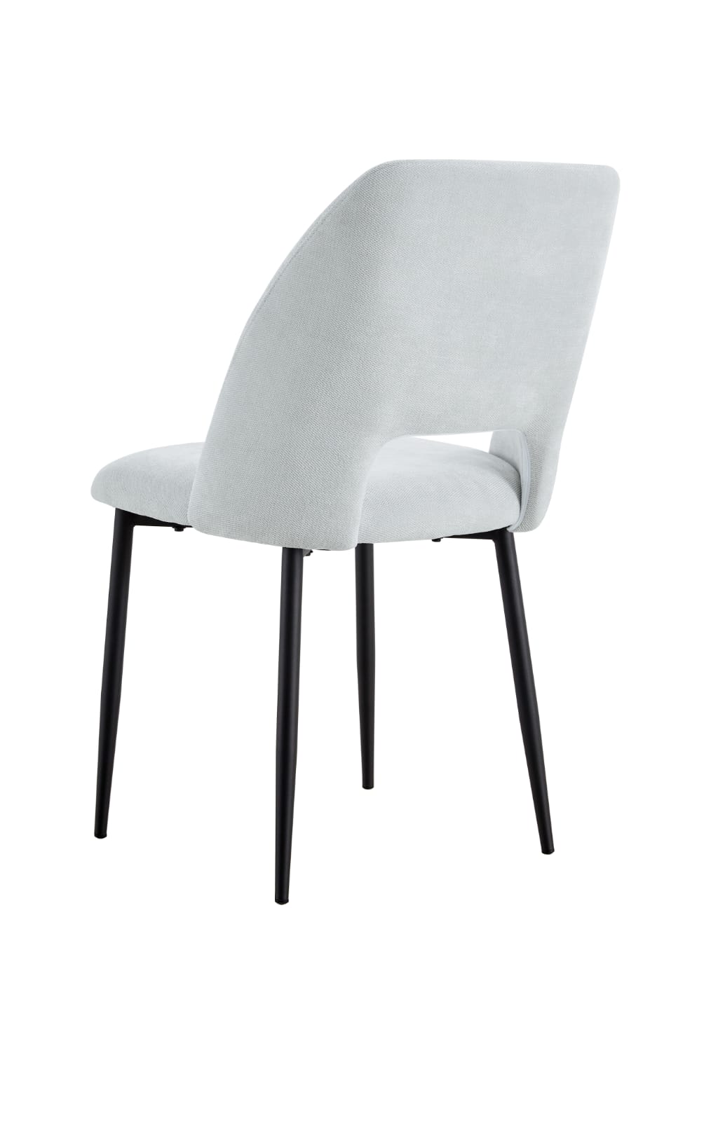 Lot de 4 chaises Mila – Revêtement doudou, velours ou tissu sergé – Pieds métal noir ou chrome