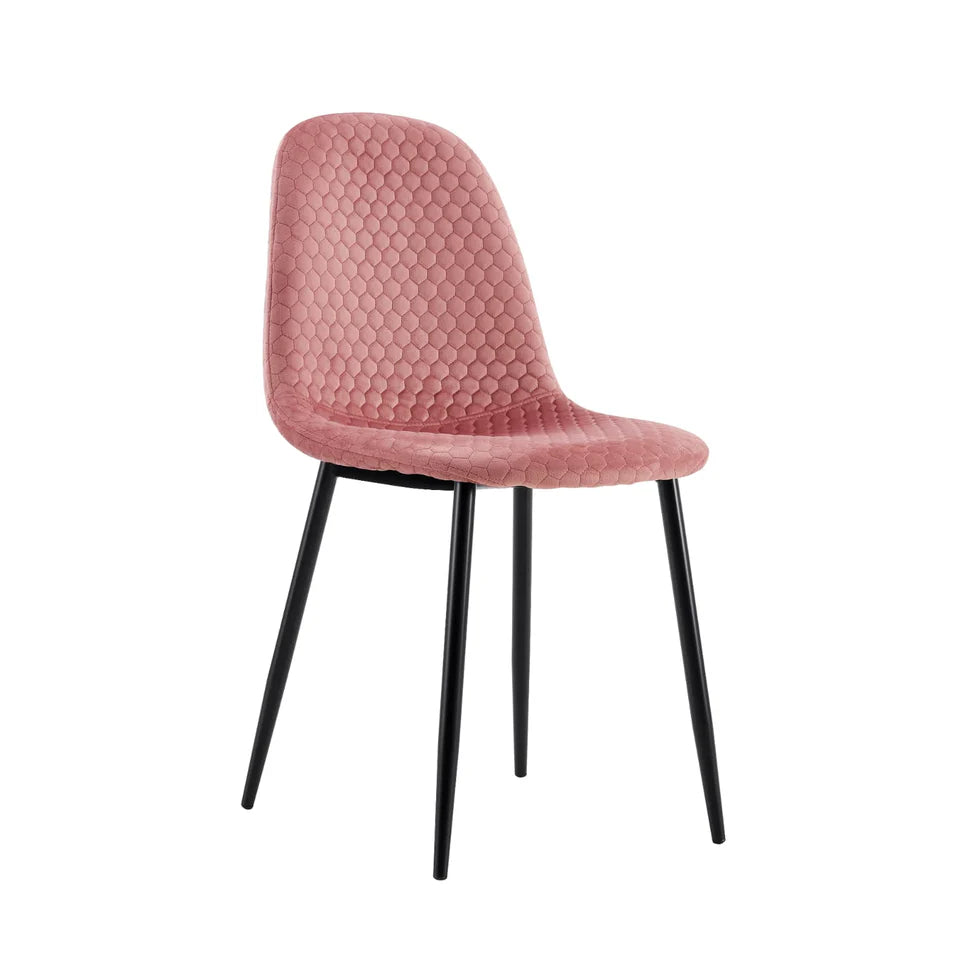 Lot de 4 Chaises – Style scandinave, velours doux et pieds en acier noir
