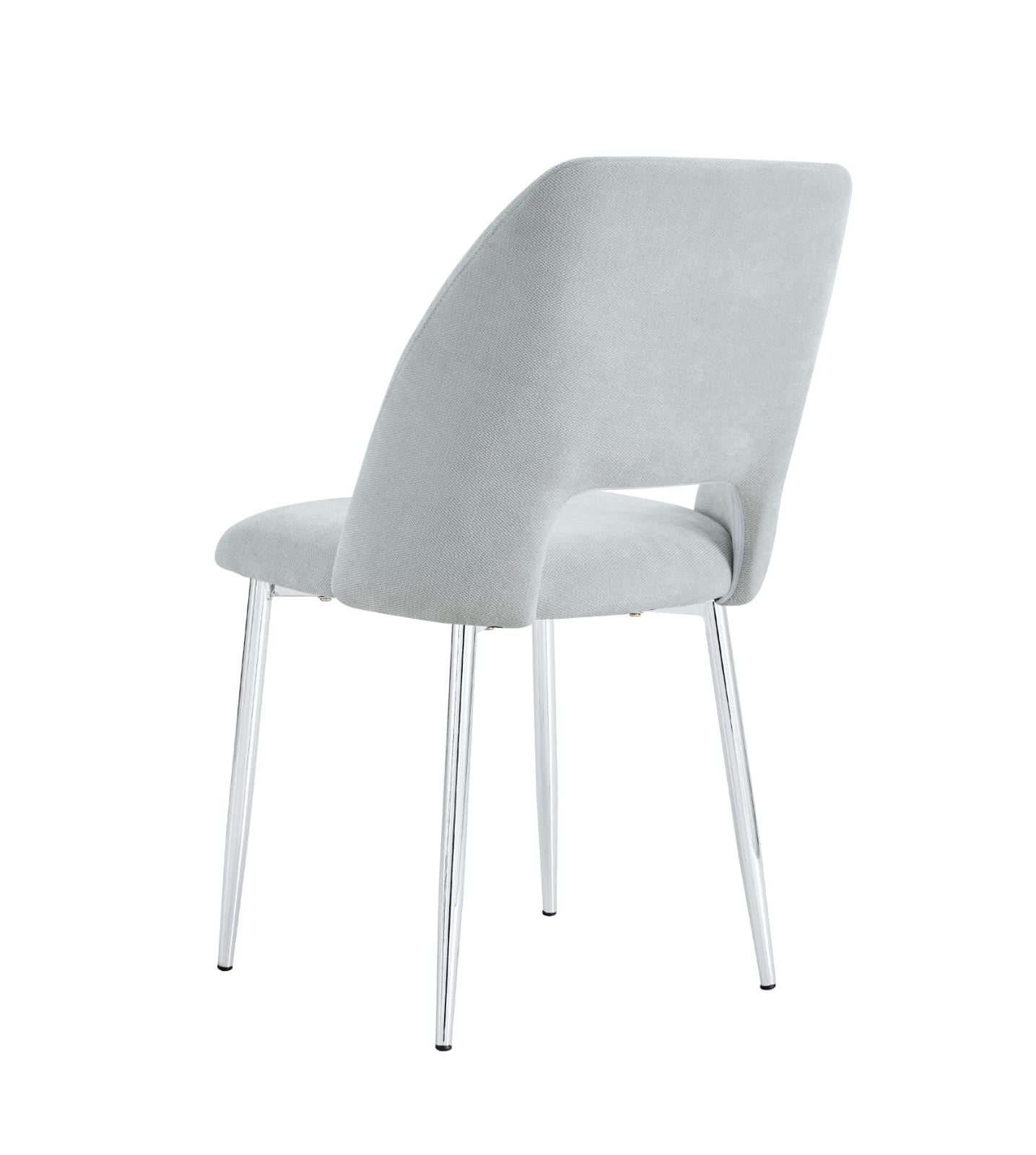 Lot de 4 chaises Mila – Revêtement doudou, velours ou tissu sergé – Pieds métal noir ou chrome