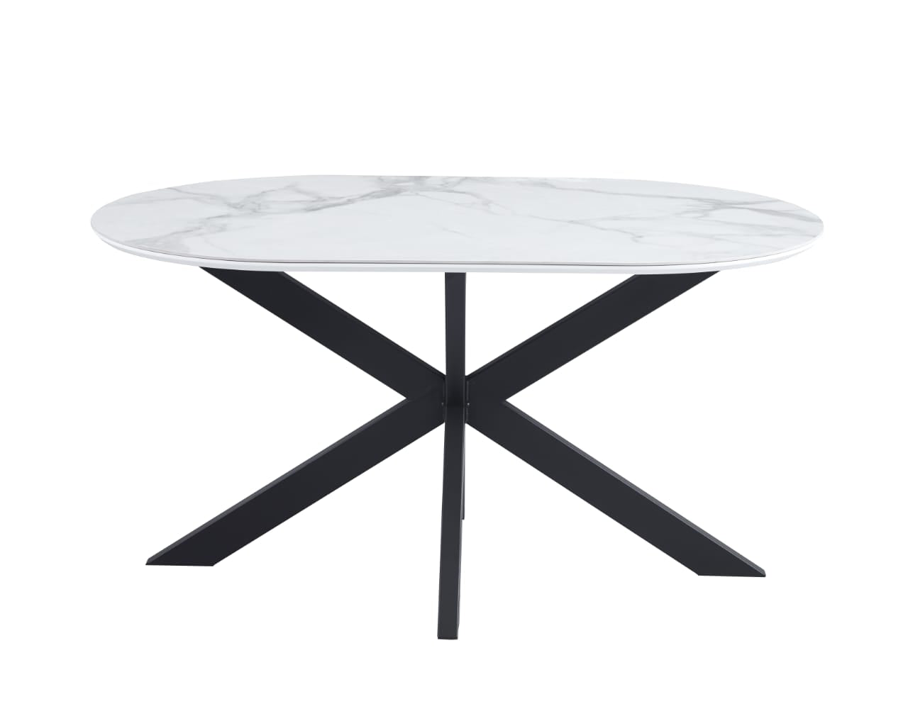 Tables à manger en Céramique Effet Marbre Blanc et Bases Métalliques