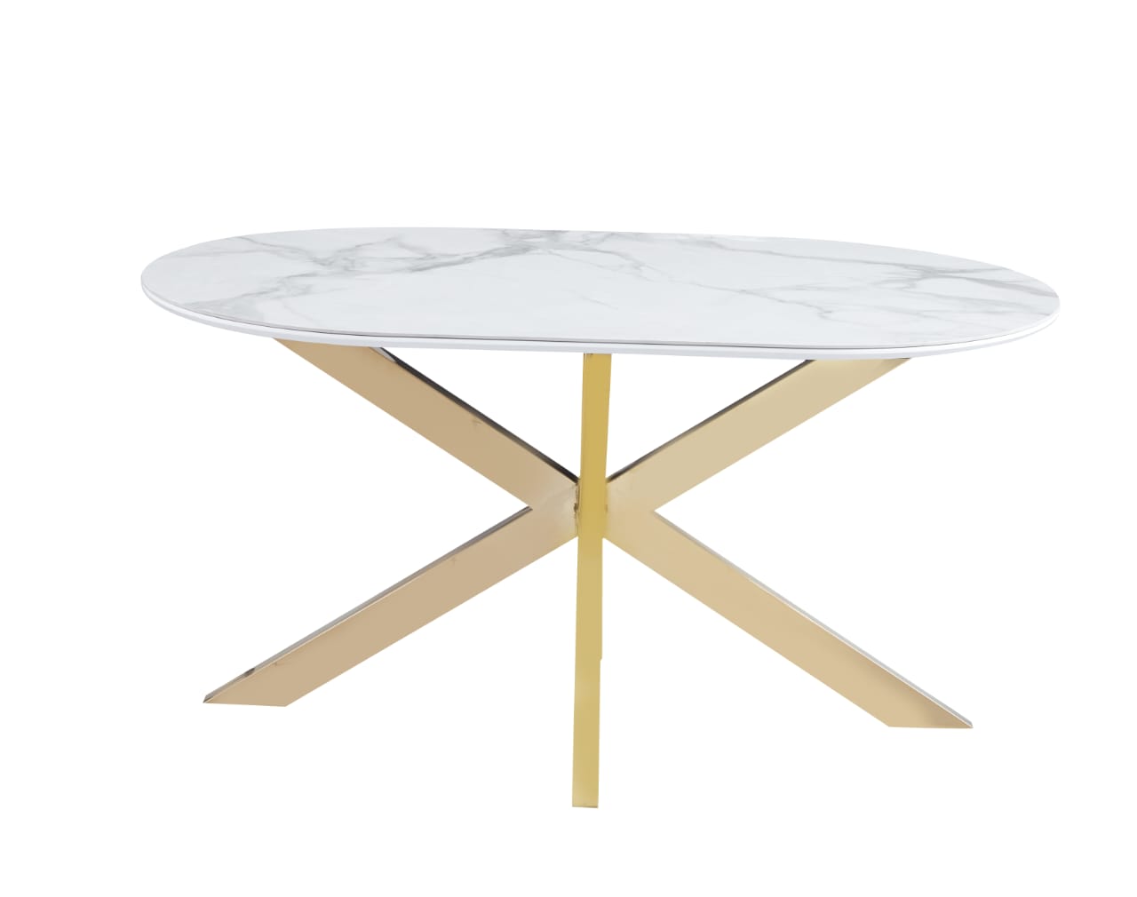 Tables à manger en Céramique Effet Marbre Blanc et Bases Métalliques