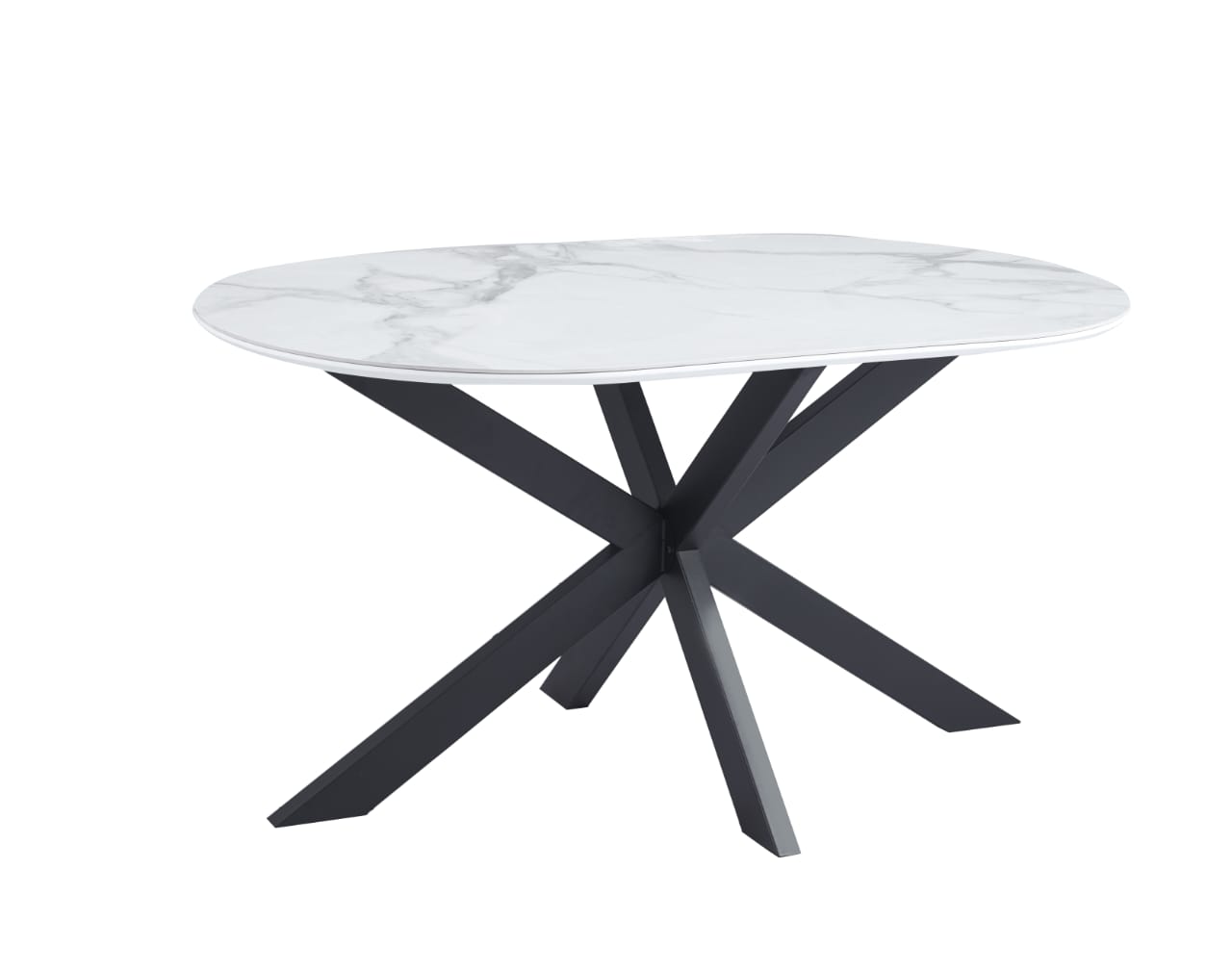 Tables à manger en Céramique Effet Marbre Blanc et Bases Métalliques