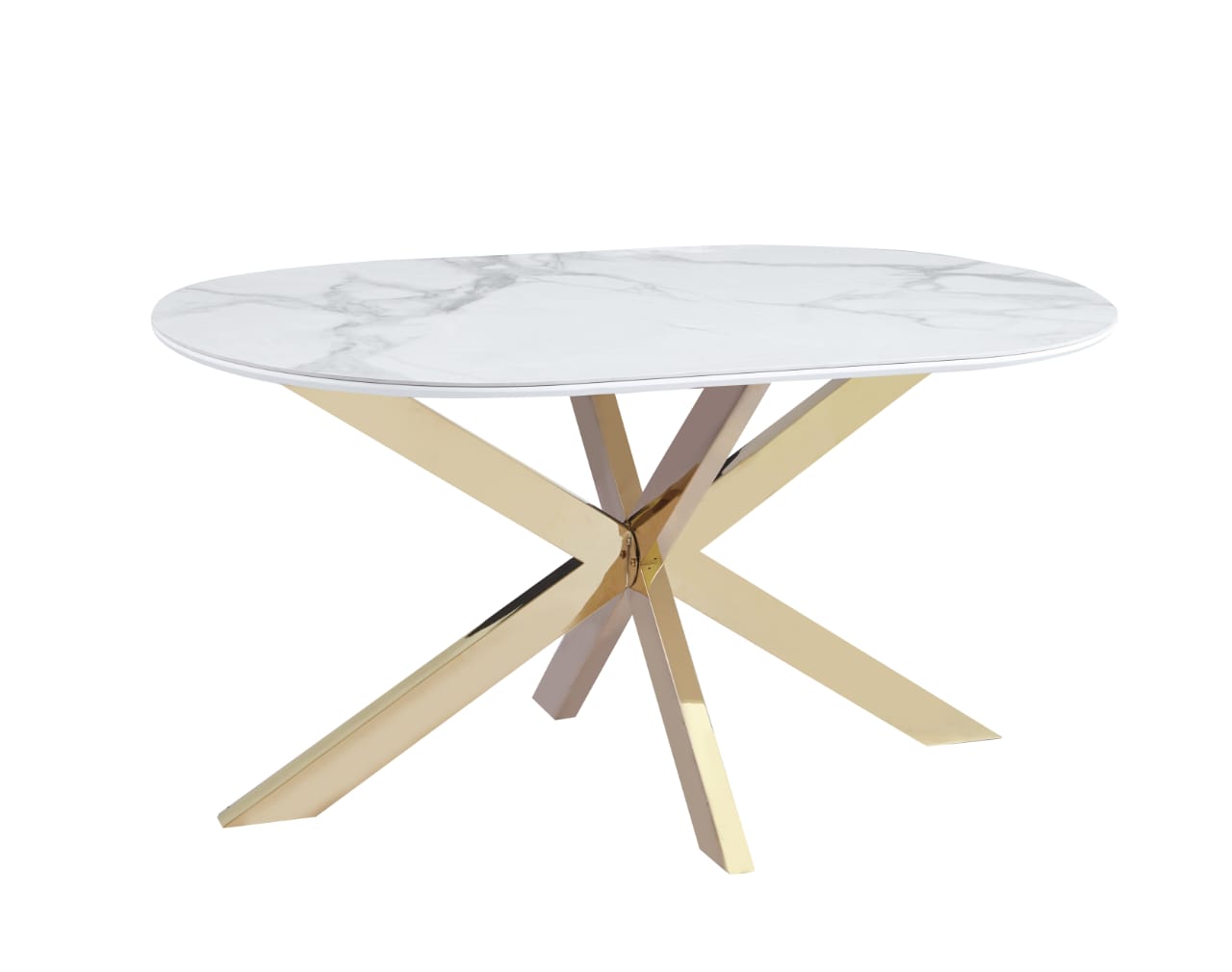 Tables à manger en Céramique Effet Marbre Blanc et Bases Métalliques