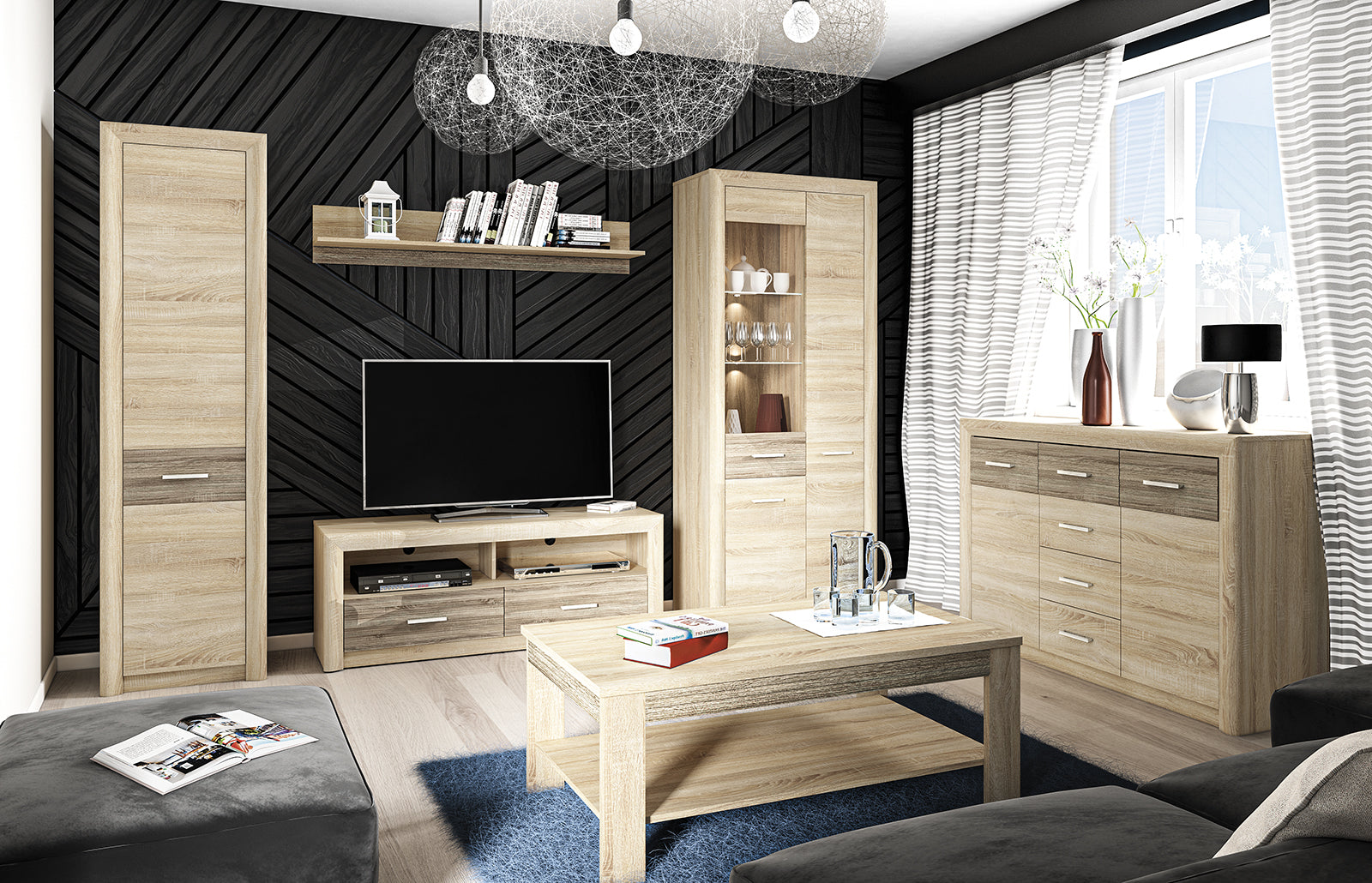 Table Banc – Sonoma Light & MDF Sonoma Truffe