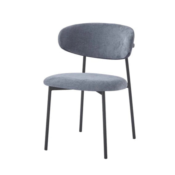 Lot de 4 Chaises en côtelé et Serge avec structure métal