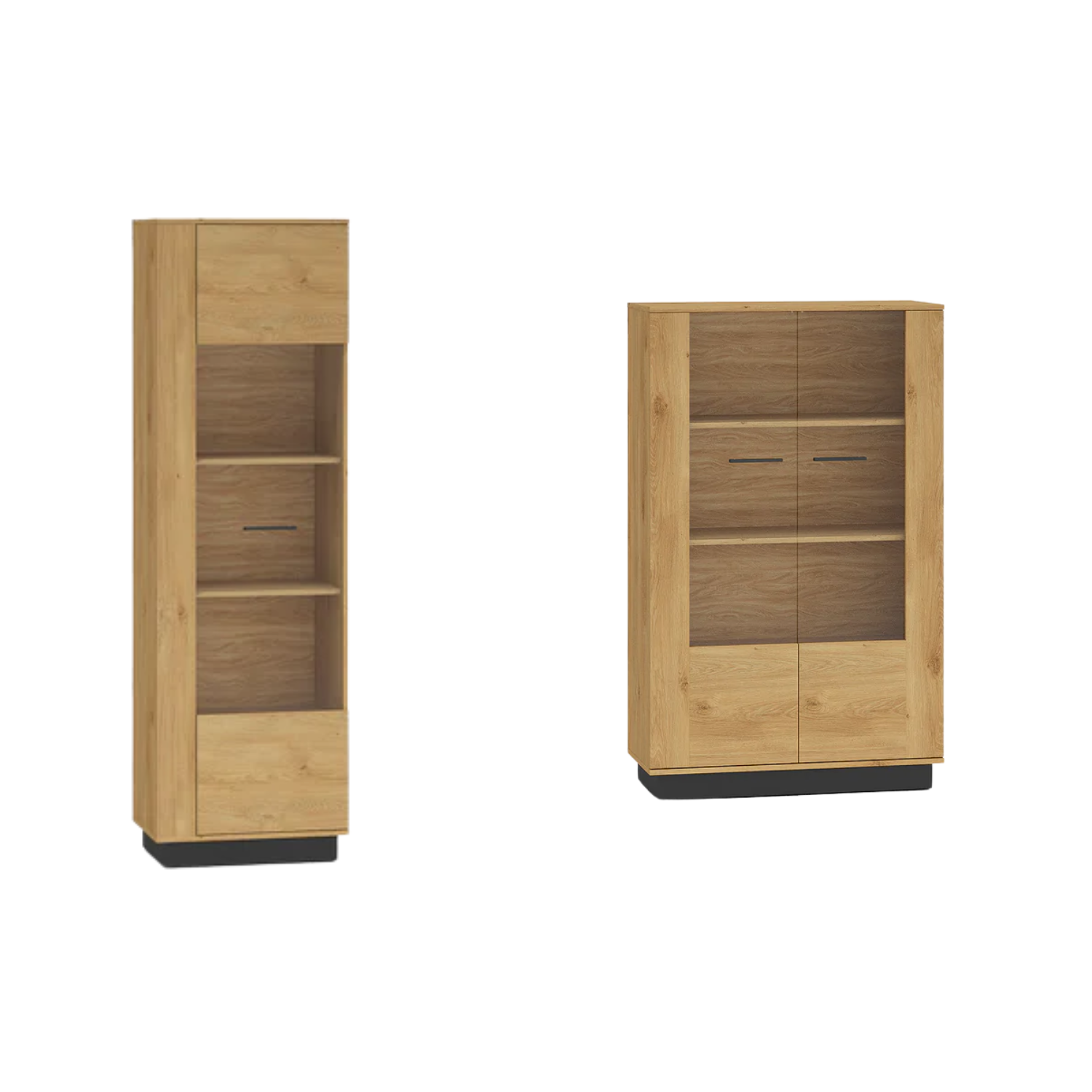 Ensemble Salon – Collection MORENO - 4 Pieces - Meubles Modernes en Chêne avec Base Noire