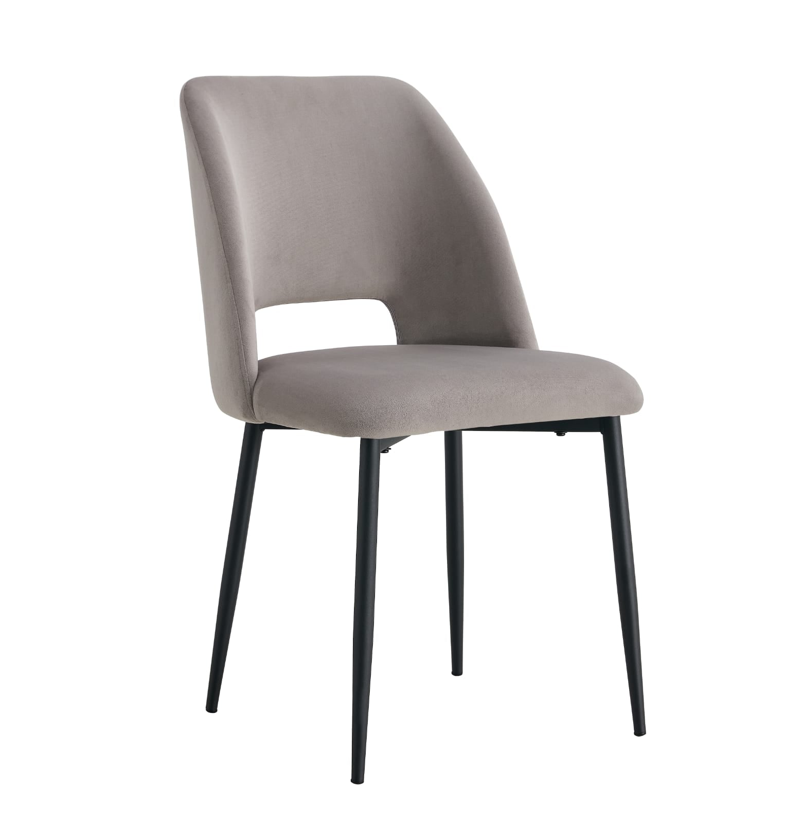 Lot de 4 chaises Mila – Revêtement doudou, velours ou tissu sergé – Pieds métal noir ou chrome