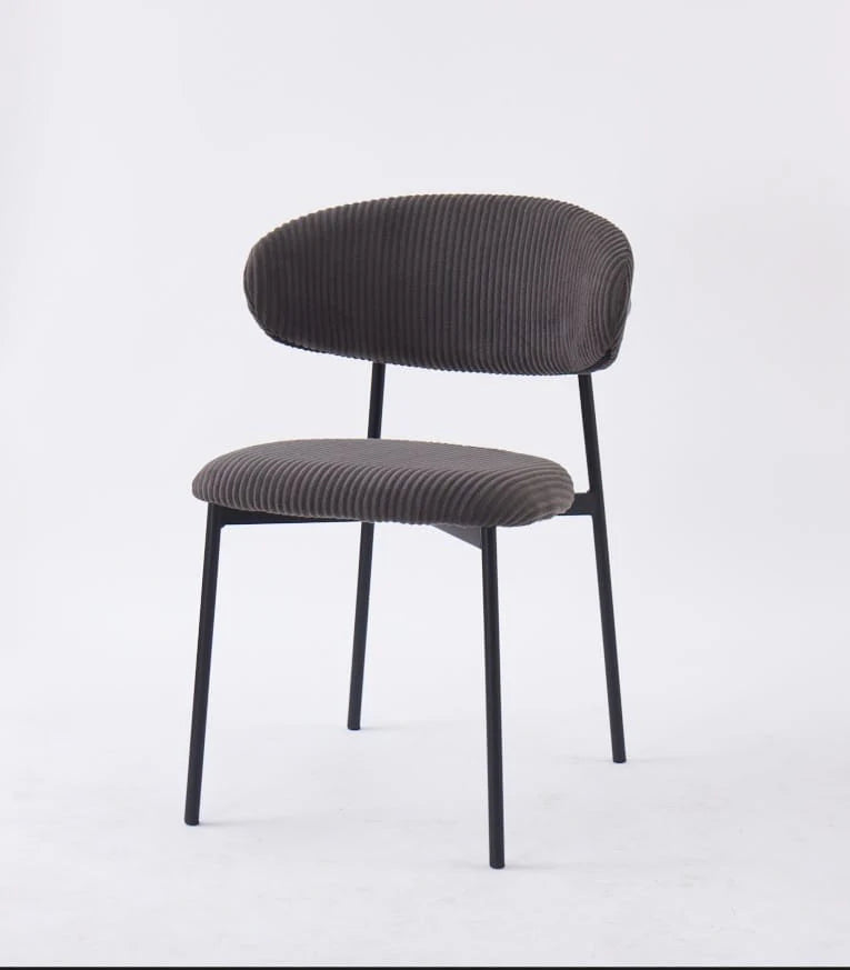 Lot de 4 Chaises en côtelé et Serge avec structure métal