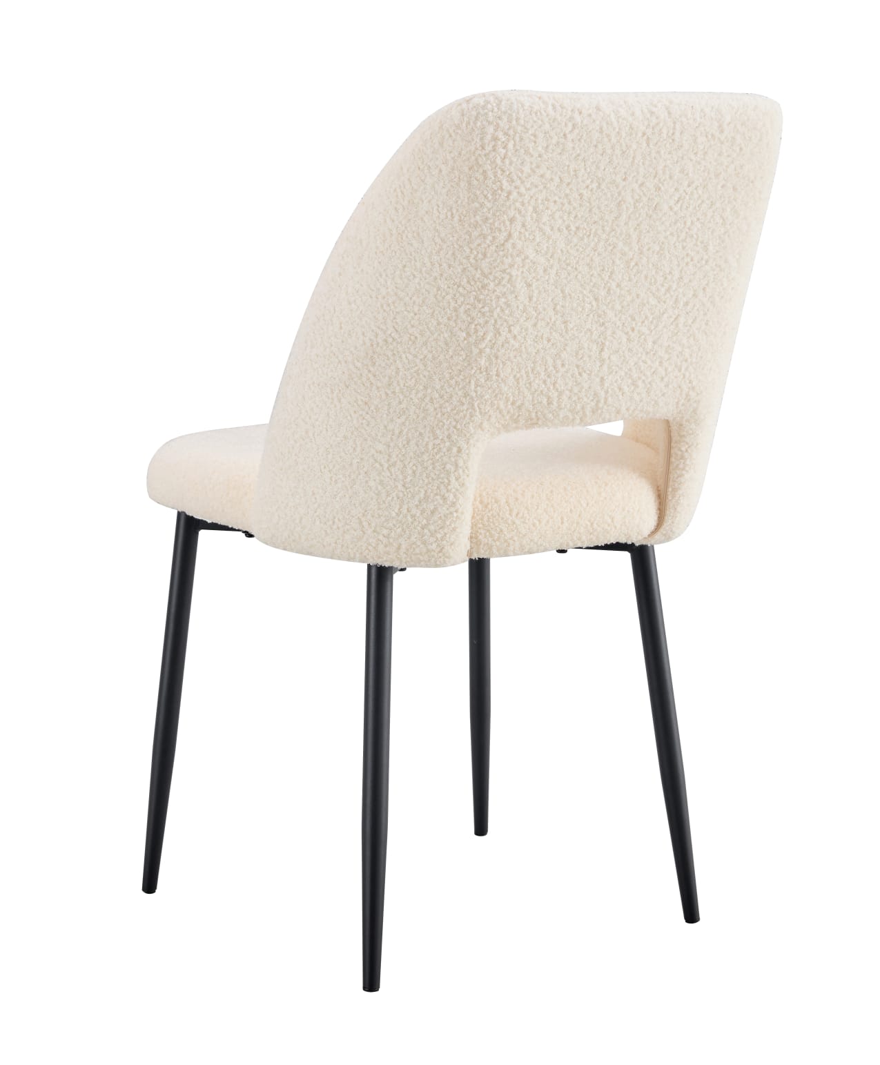 Lot de 4 chaises Mila – Revêtement doudou, velours ou tissu sergé – Pieds métal noir ou chrome