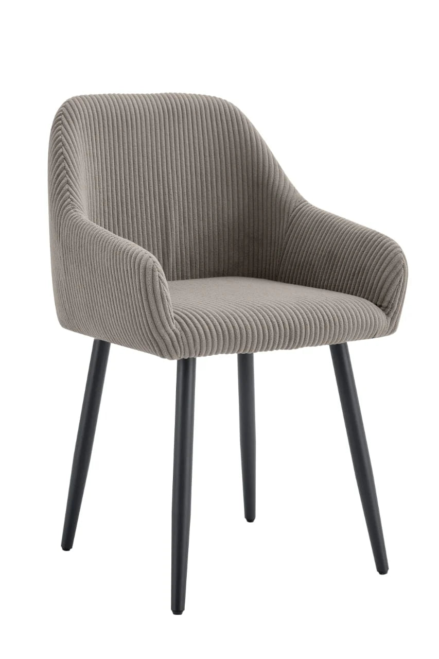 Lot de 2 Chaises – Tissu Côtelé Élégant & Pieds Métal Noir | Design Moderne et Confort Ergonomique