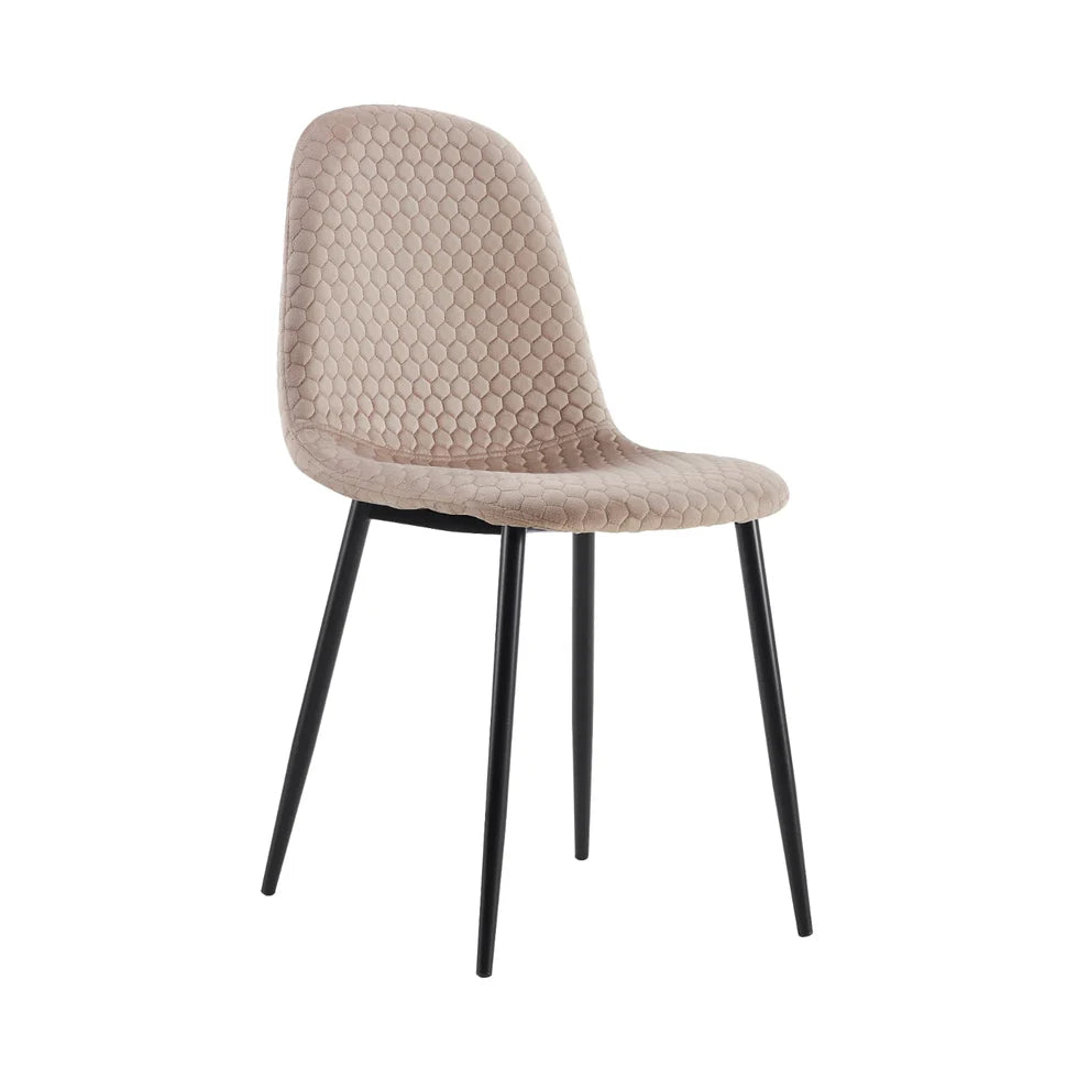 Lot de 4 Chaises – Style scandinave, velours doux et pieds en acier noir