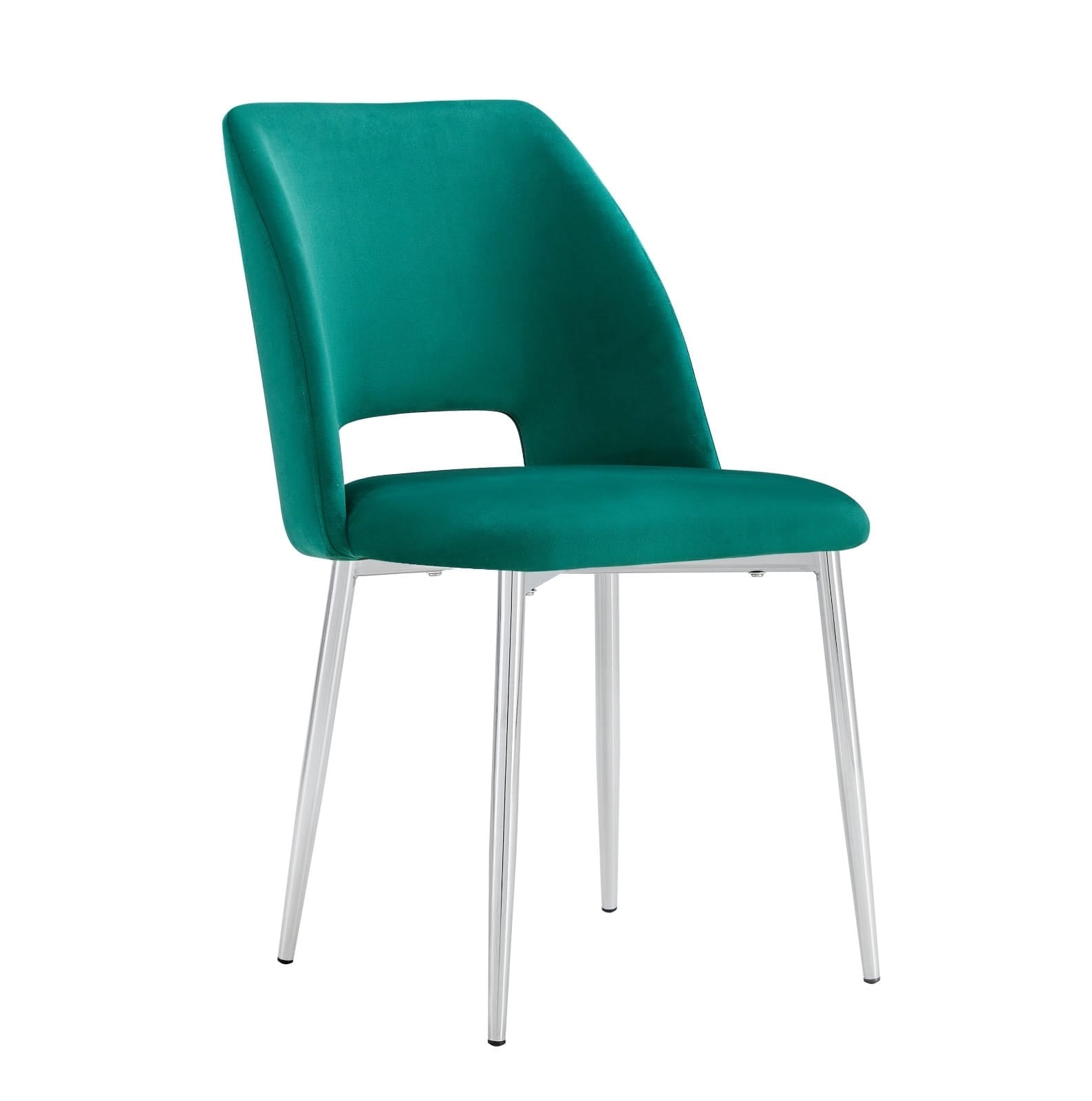 Lot de 4 chaises Mila – Revêtement doudou, velours ou tissu sergé – Pieds métal noir ou chrome
