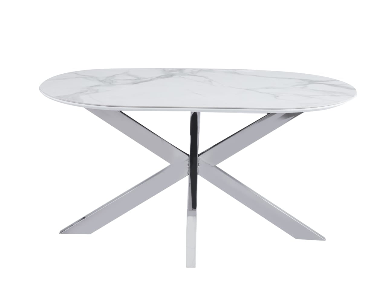Tables à manger en Céramique Effet Marbre Blanc et Bases Métalliques