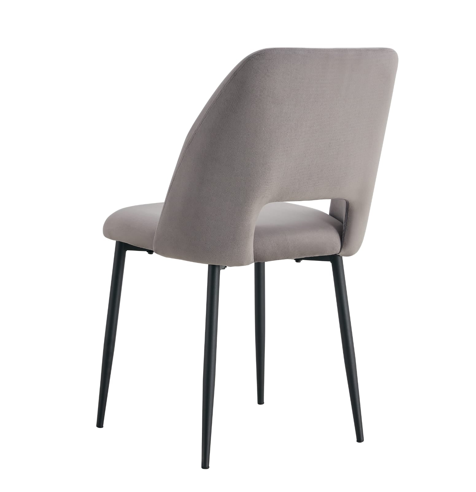 Lot de 4 chaises Mila – Revêtement doudou, velours ou tissu sergé – Pieds métal noir ou chrome