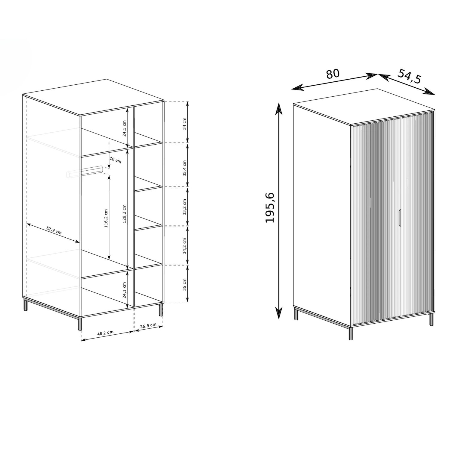 Armoire Spacieuse avec Étagères et Tringle