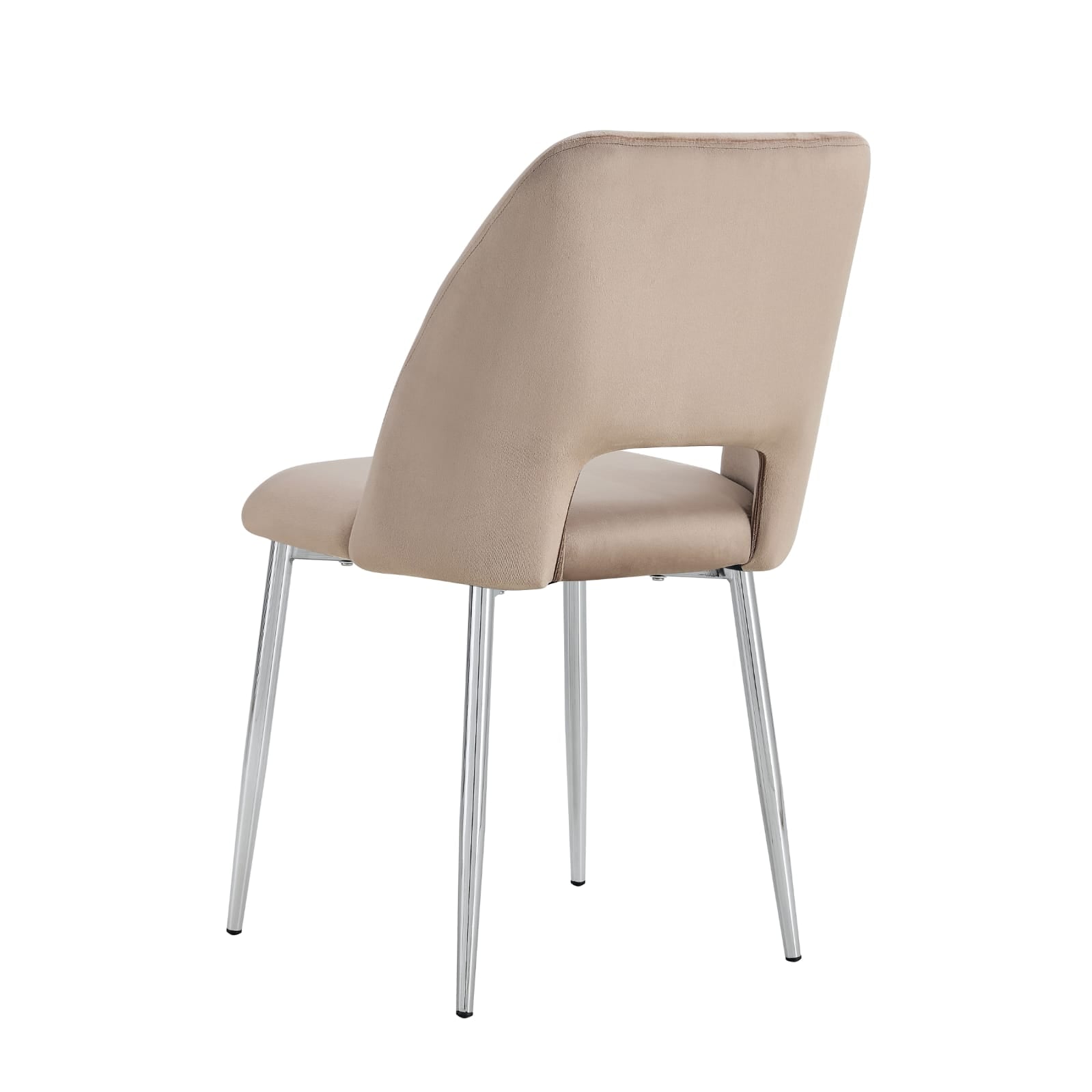 Lot de 4 chaises Mila – Revêtement doudou, velours ou tissu sergé – Pieds métal noir ou chrome