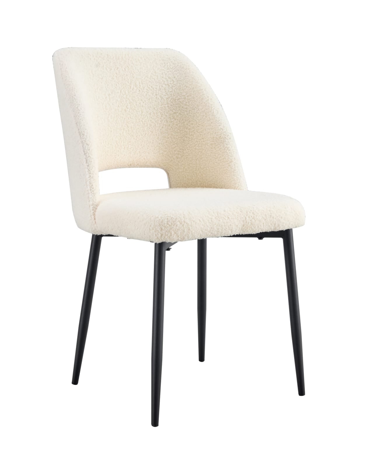 Lot de 4 chaises Mila – Revêtement doudou, velours ou tissu sergé – Pieds métal noir ou chrome