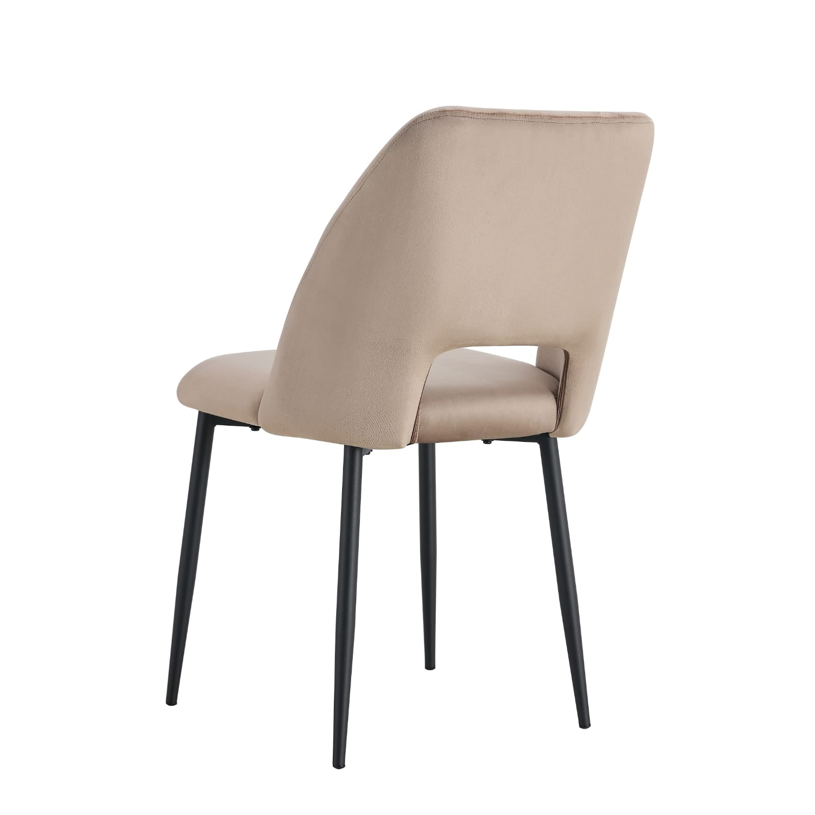 Lot de 4 chaises Mila – Revêtement doudou, velours ou tissu sergé – Pieds métal noir ou chrome