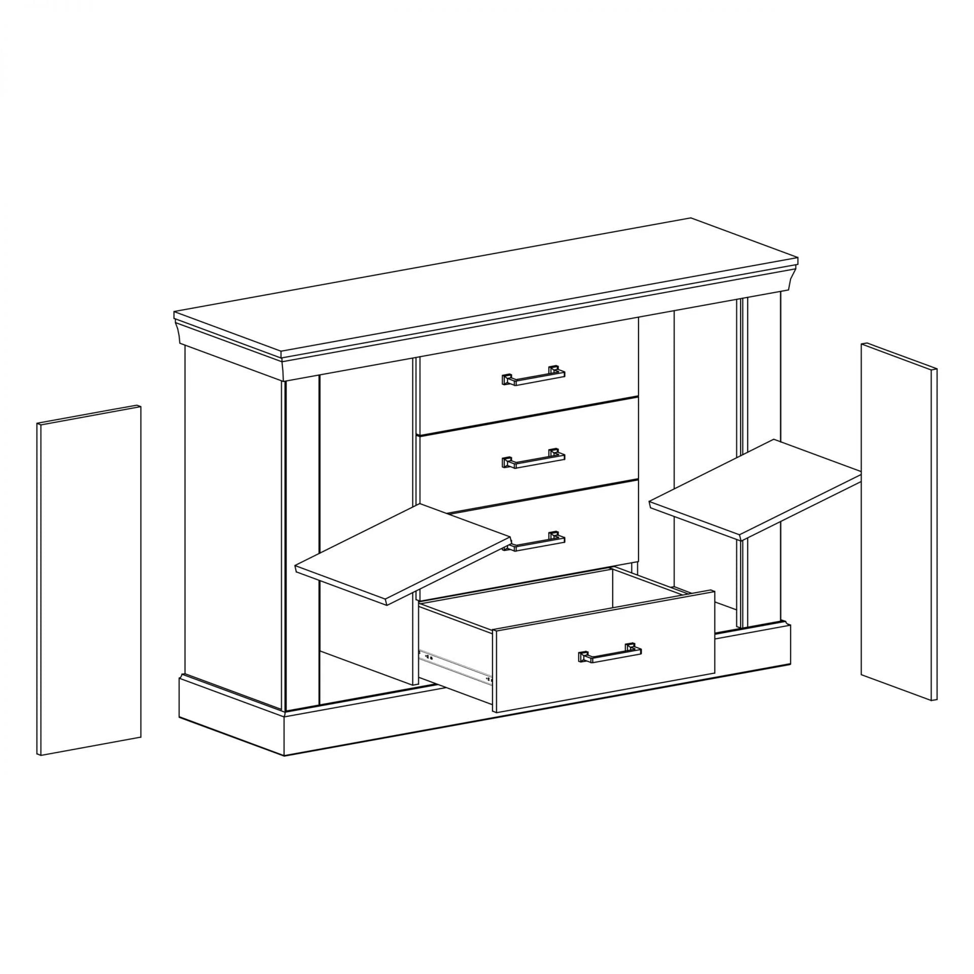 Commode avec deux armoires et étagère