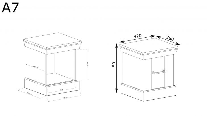 Table de chevet 42 x38,5 x50 cm