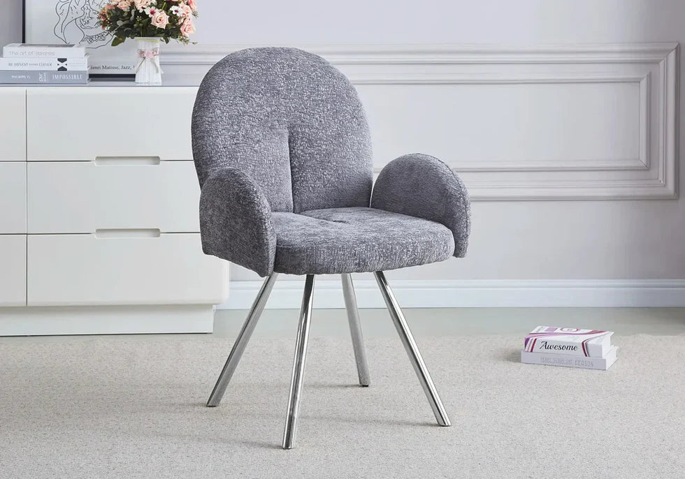 chaise salle à manger Tissu Chenille métal noir, argenté