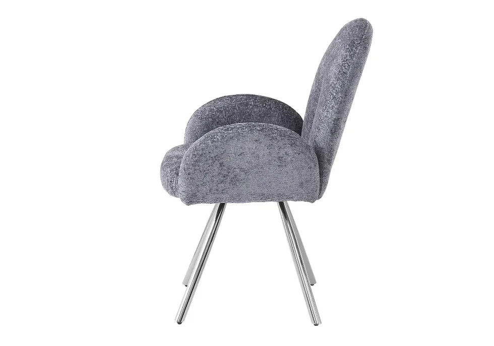 chaise salle à manger Tissu Chenille métal noir, argenté