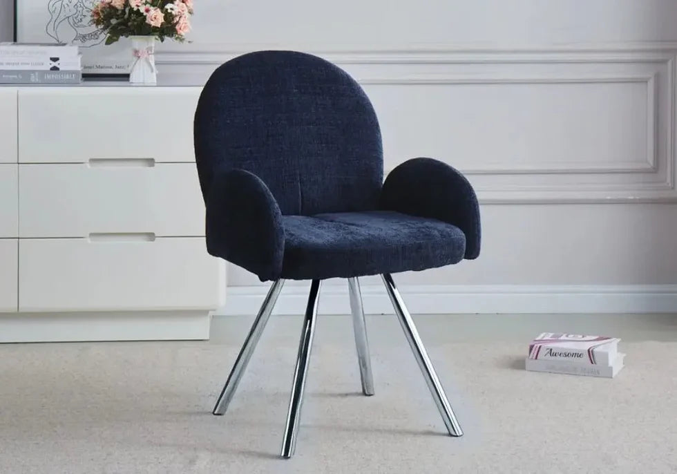 chaise salle à manger Tissu Chenille métal noir, argenté