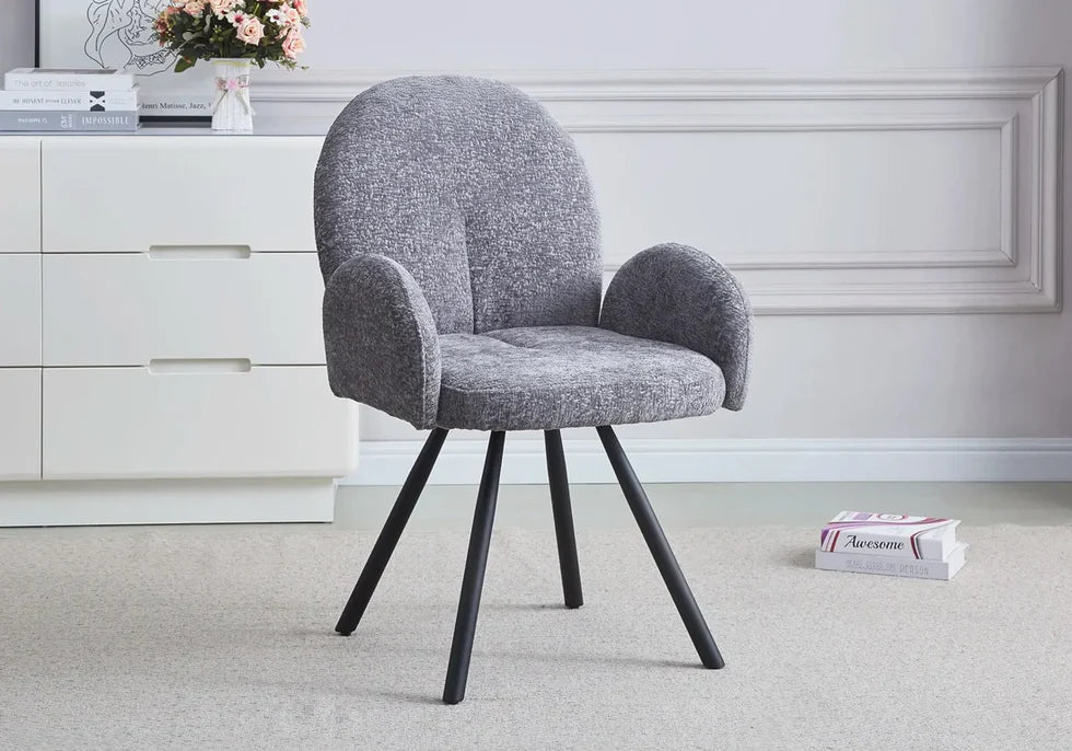 chaise salle à manger Tissu Chenille métal noir, argenté