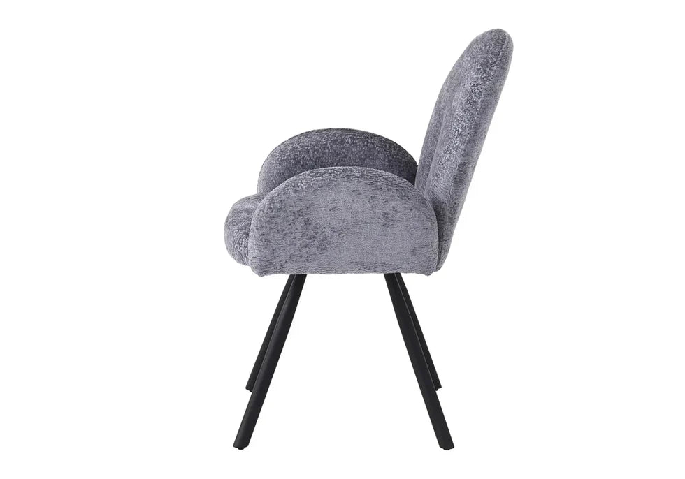 chaise salle à manger Tissu Chenille métal noir, argenté