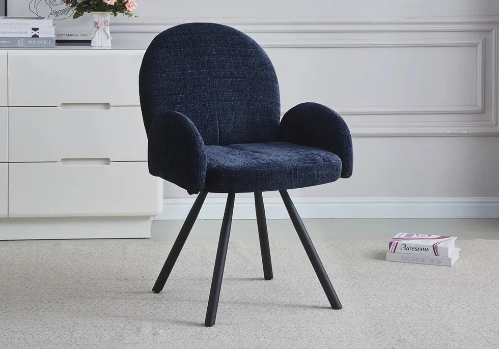 chaise salle à manger Tissu Chenille métal noir, argenté