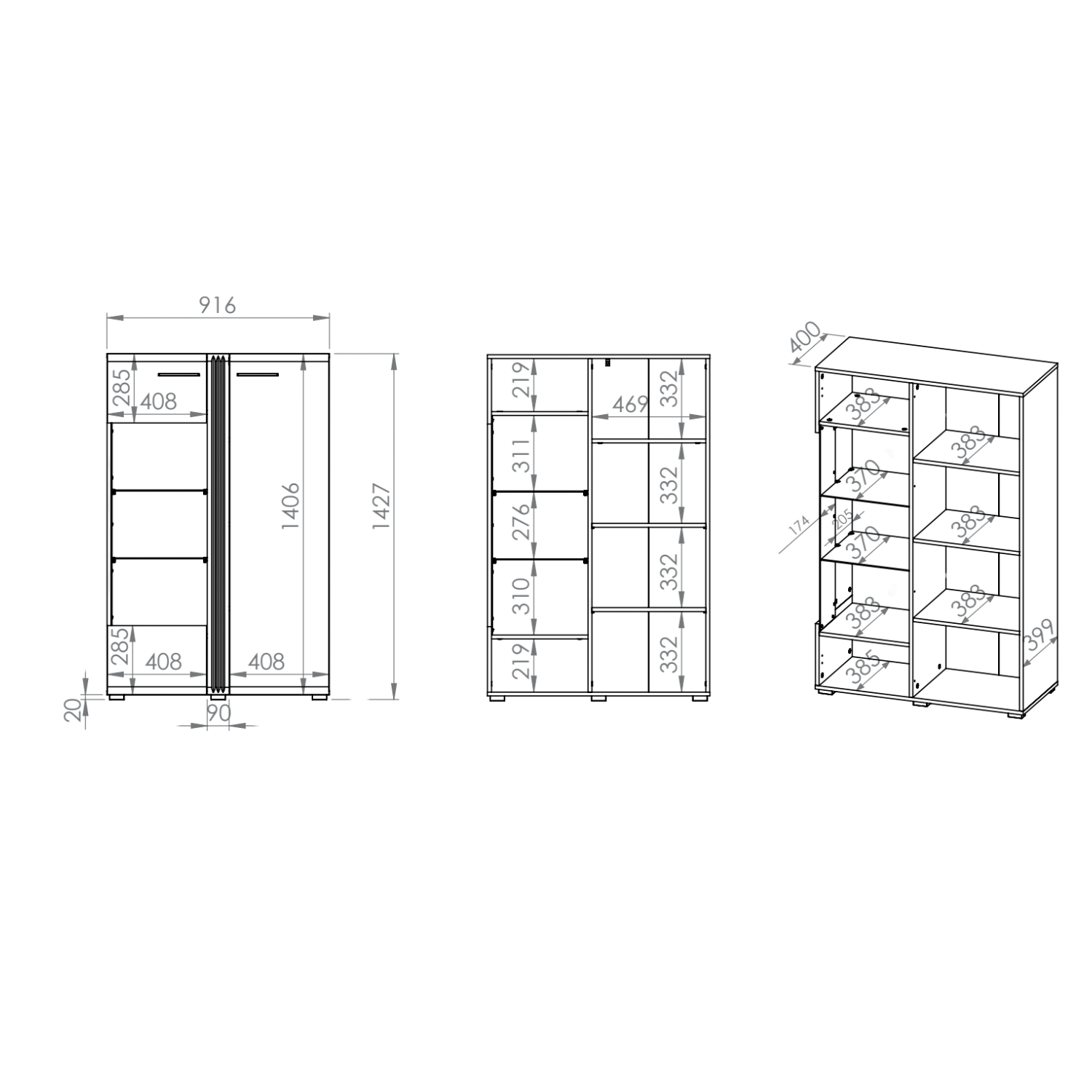 Vitrine Basse en Chêne Castello & Blanc Brillant – Élégance et Robustesse