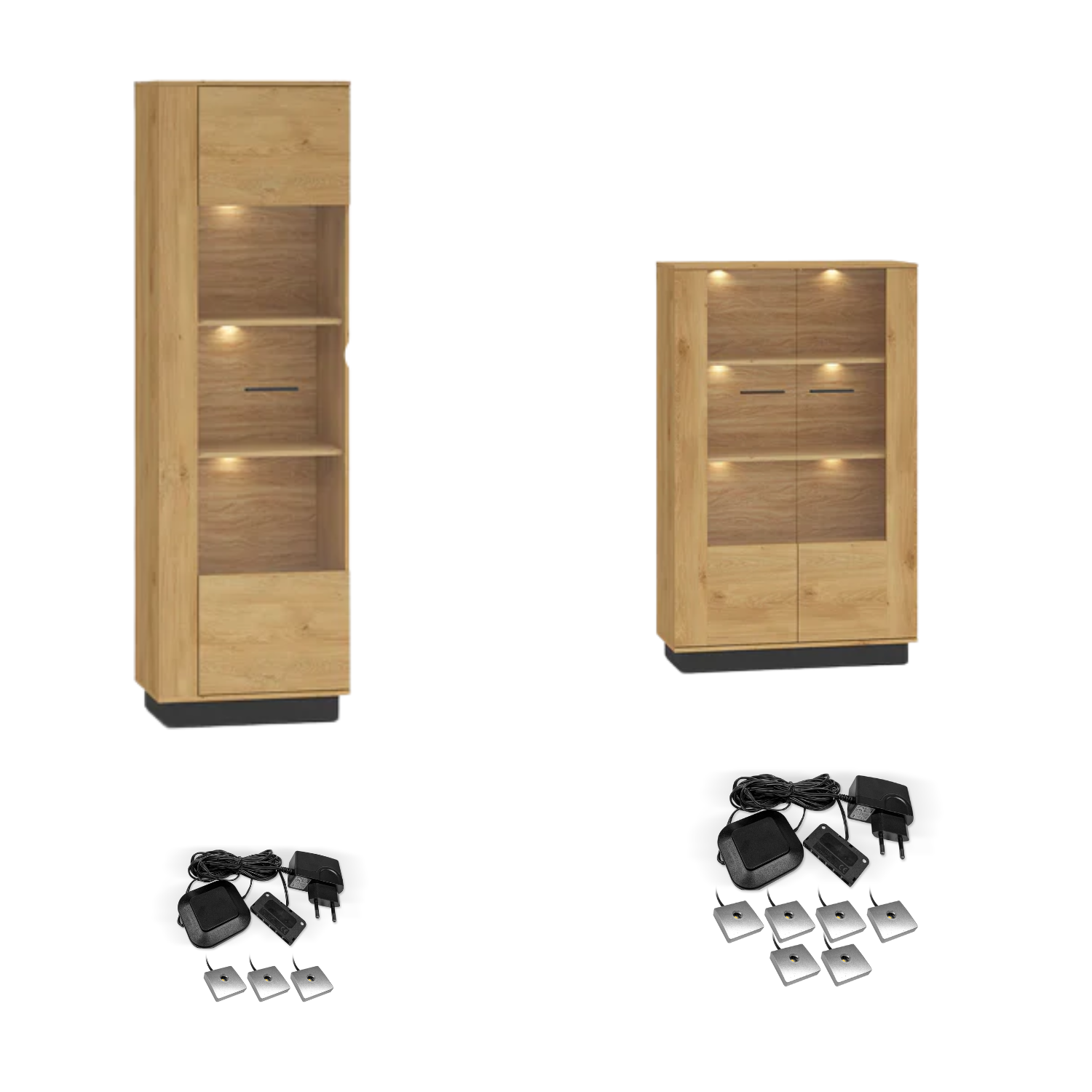 Ensemble Salon – Collection MORENO - 4 Pieces - Meubles Modernes en Chêne avec Base Noire