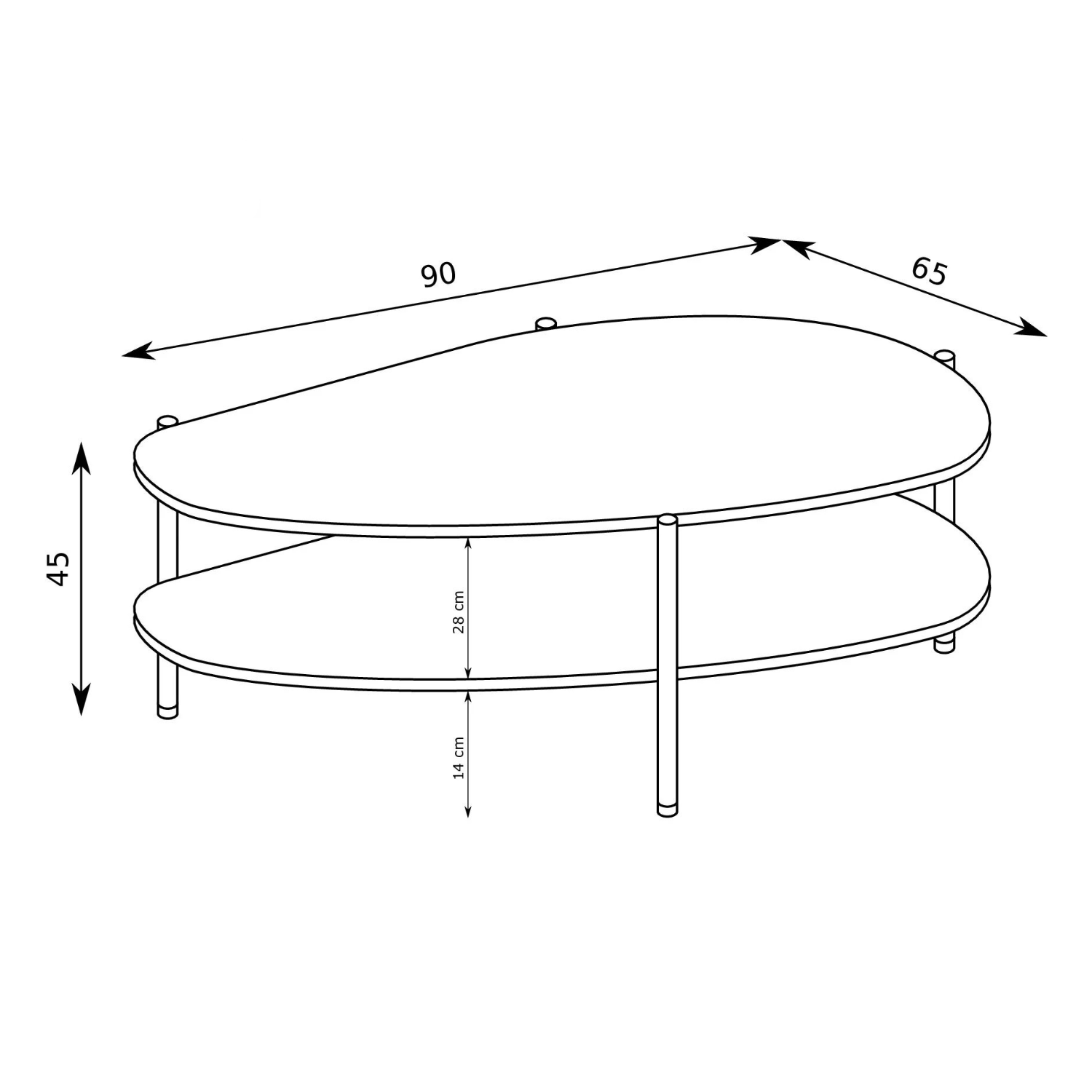 Table Basse Moderne à Deux Niveaux avec Structure en Métal