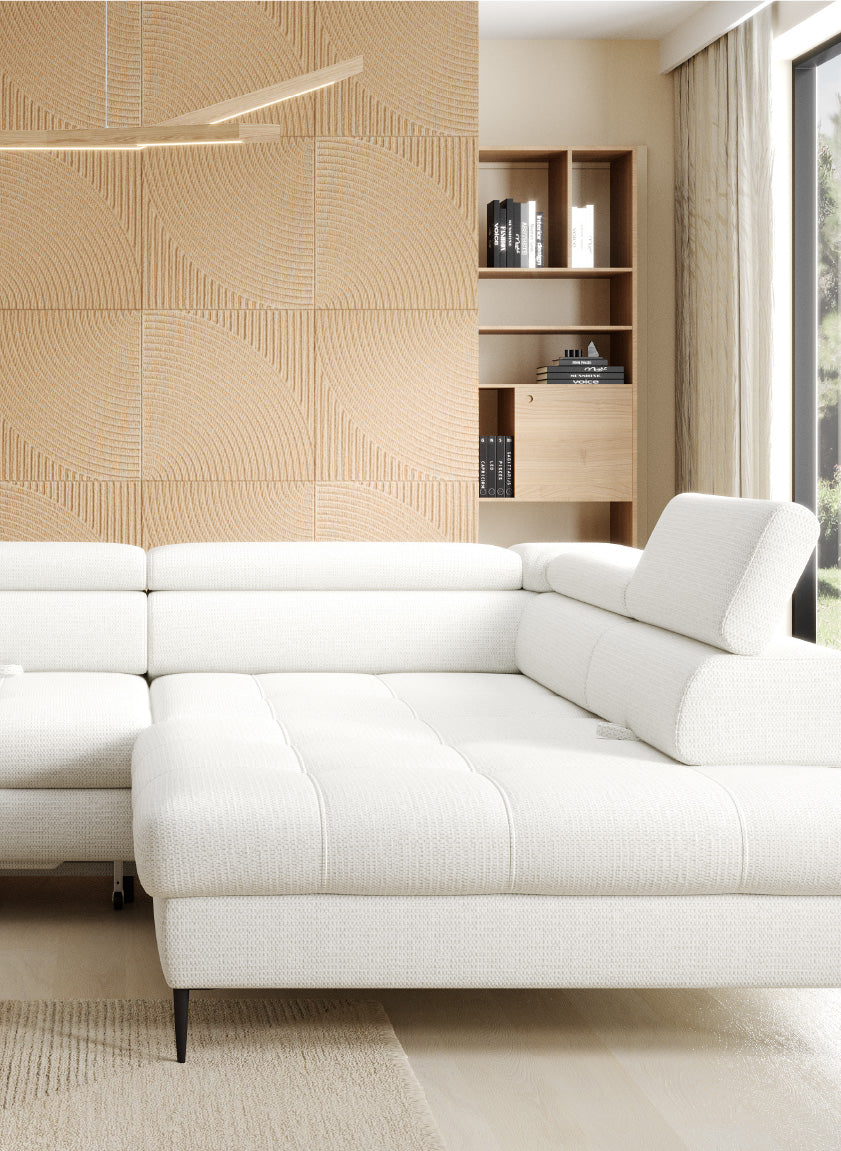 Canapé d’angle spacieux avec couchage et rangement intégré