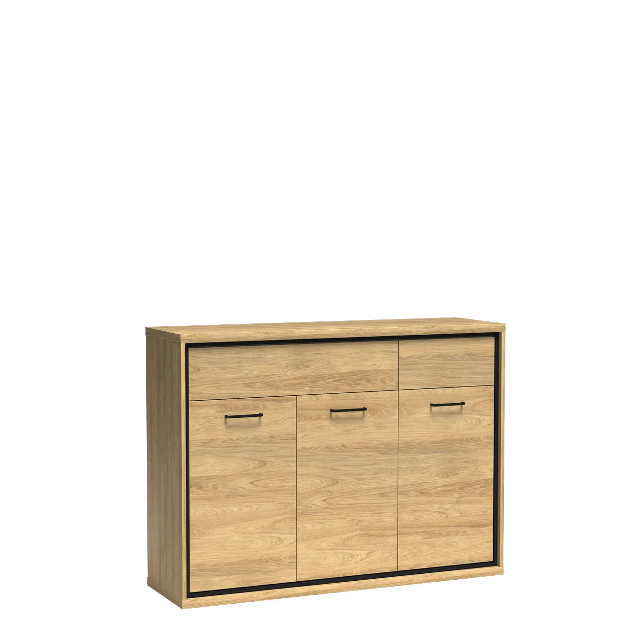 Grande Commode Lumineuse en Hickory Naturel avec Deux Tiroirs