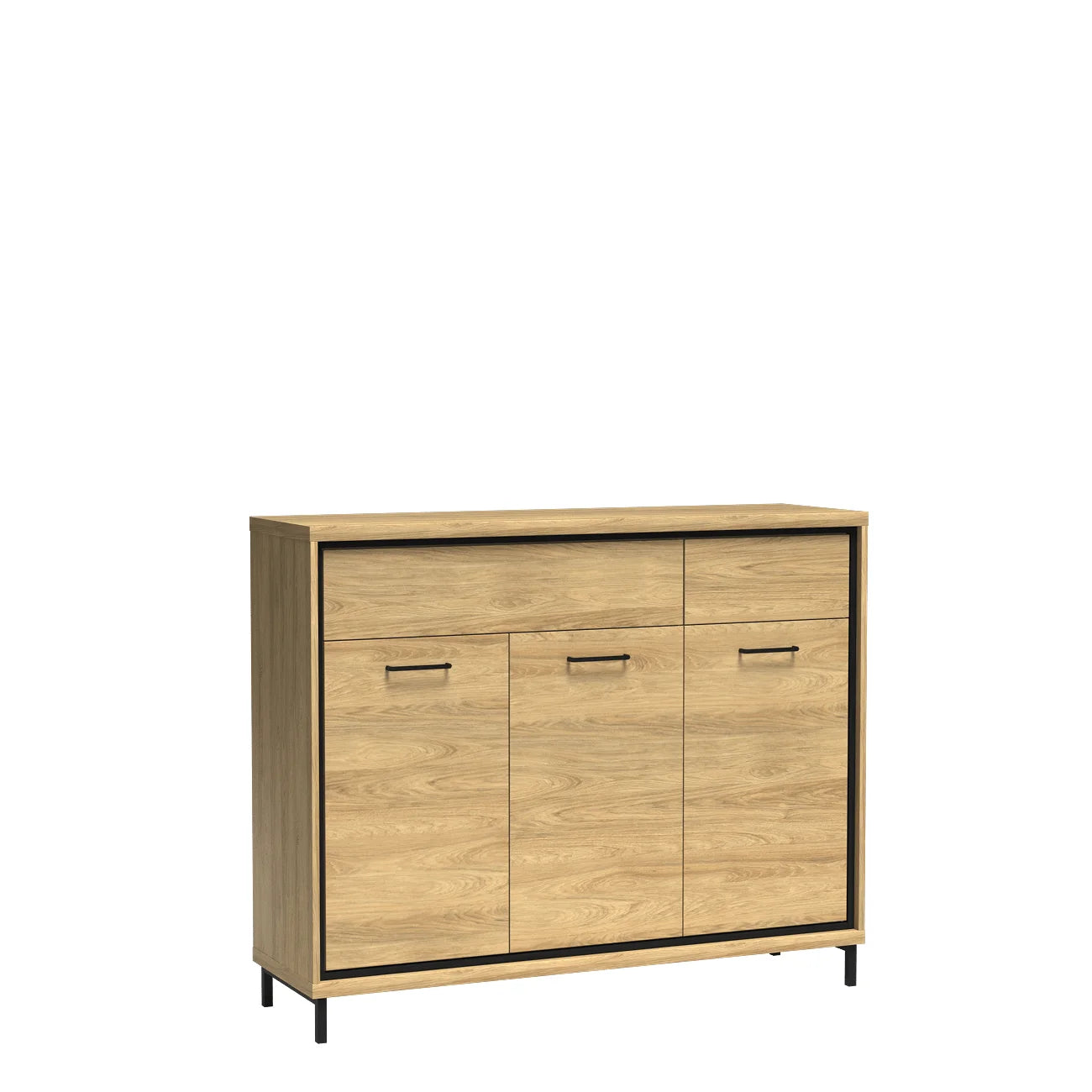 Grande Commode Lumineuse en Hickory Naturel avec Deux Tiroirs