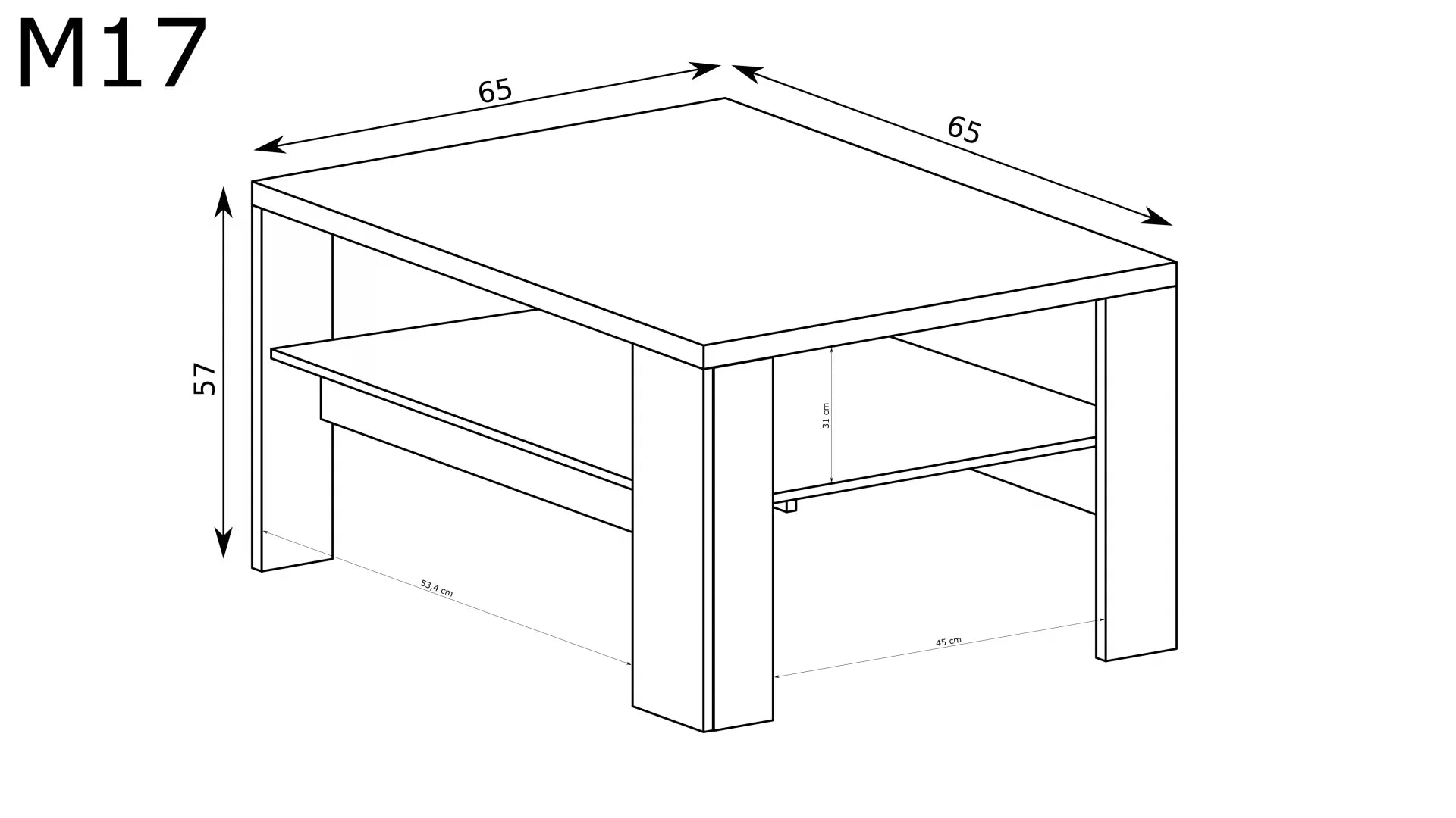 Table basse en Hickory Naturel