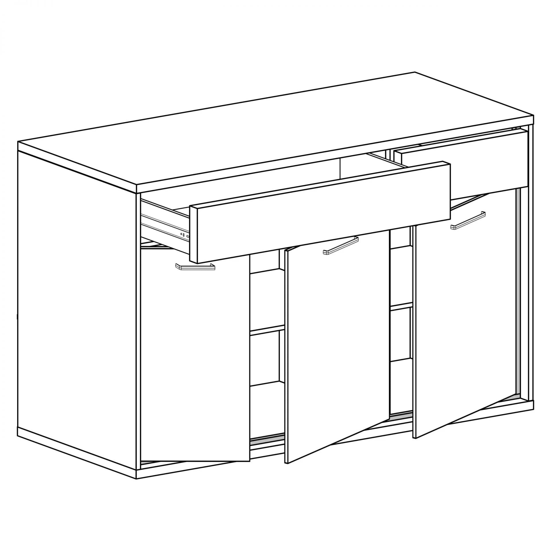 Grande Commode Lumineuse en Hickory Naturel avec Deux Tiroirs