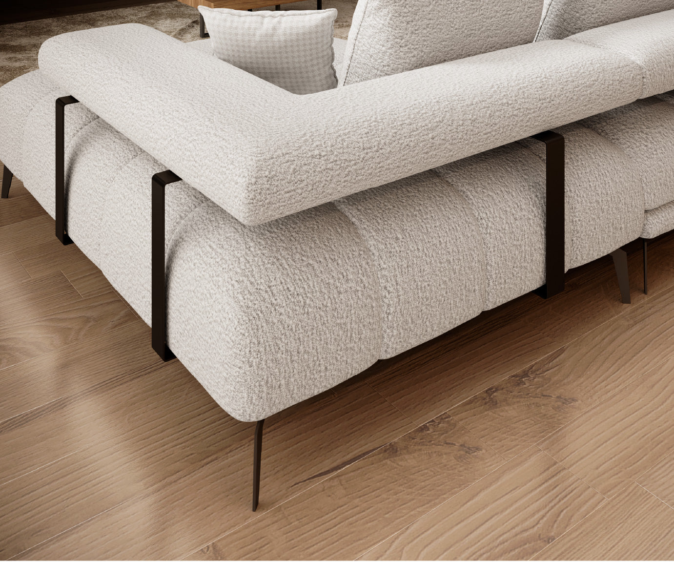 Canapé d’angle moderne avec réglage électrique de la profondeur d’assise