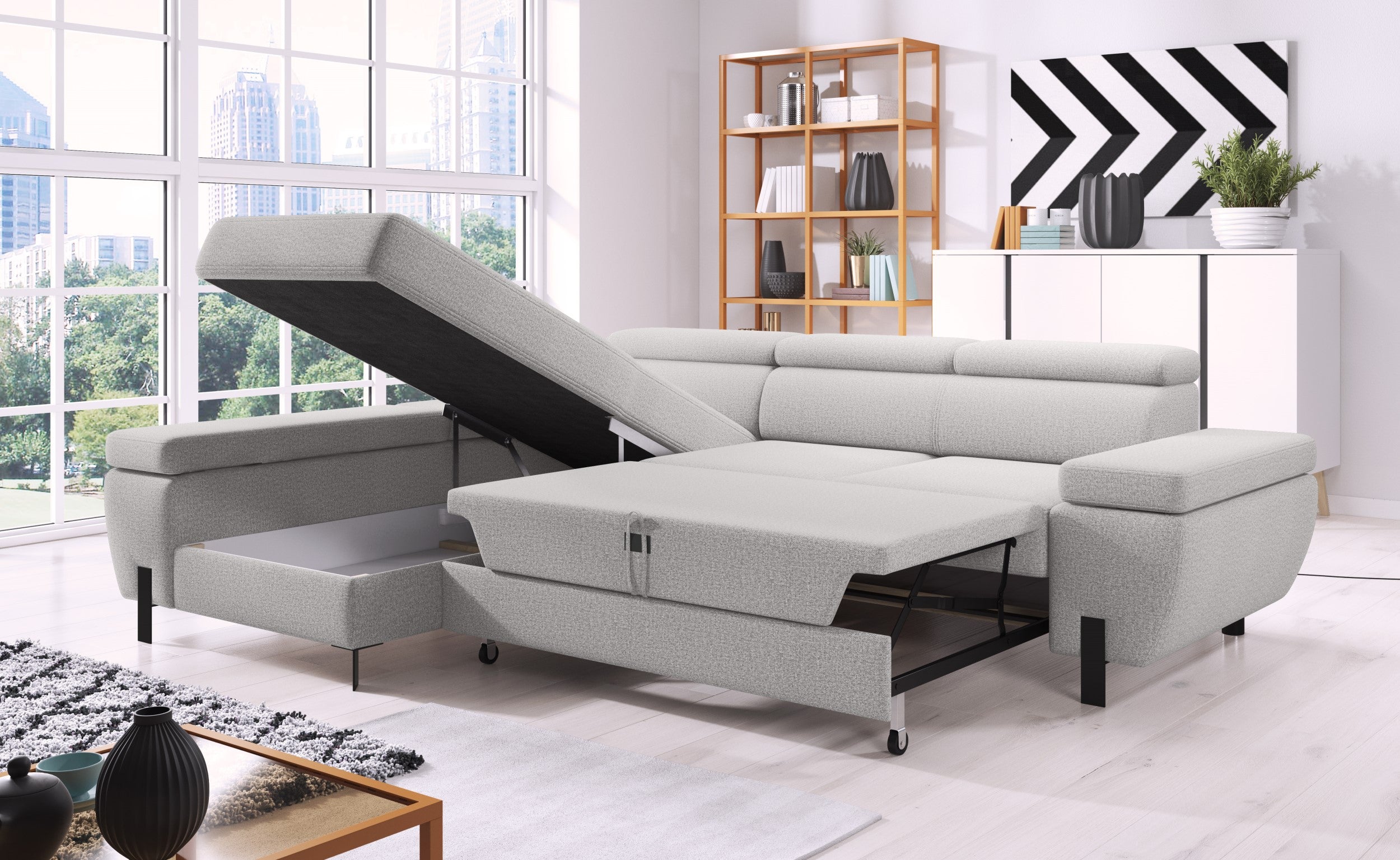 Canapé d’angle – Design moderne, convertible avec rangement, disponible en format Mini ou L