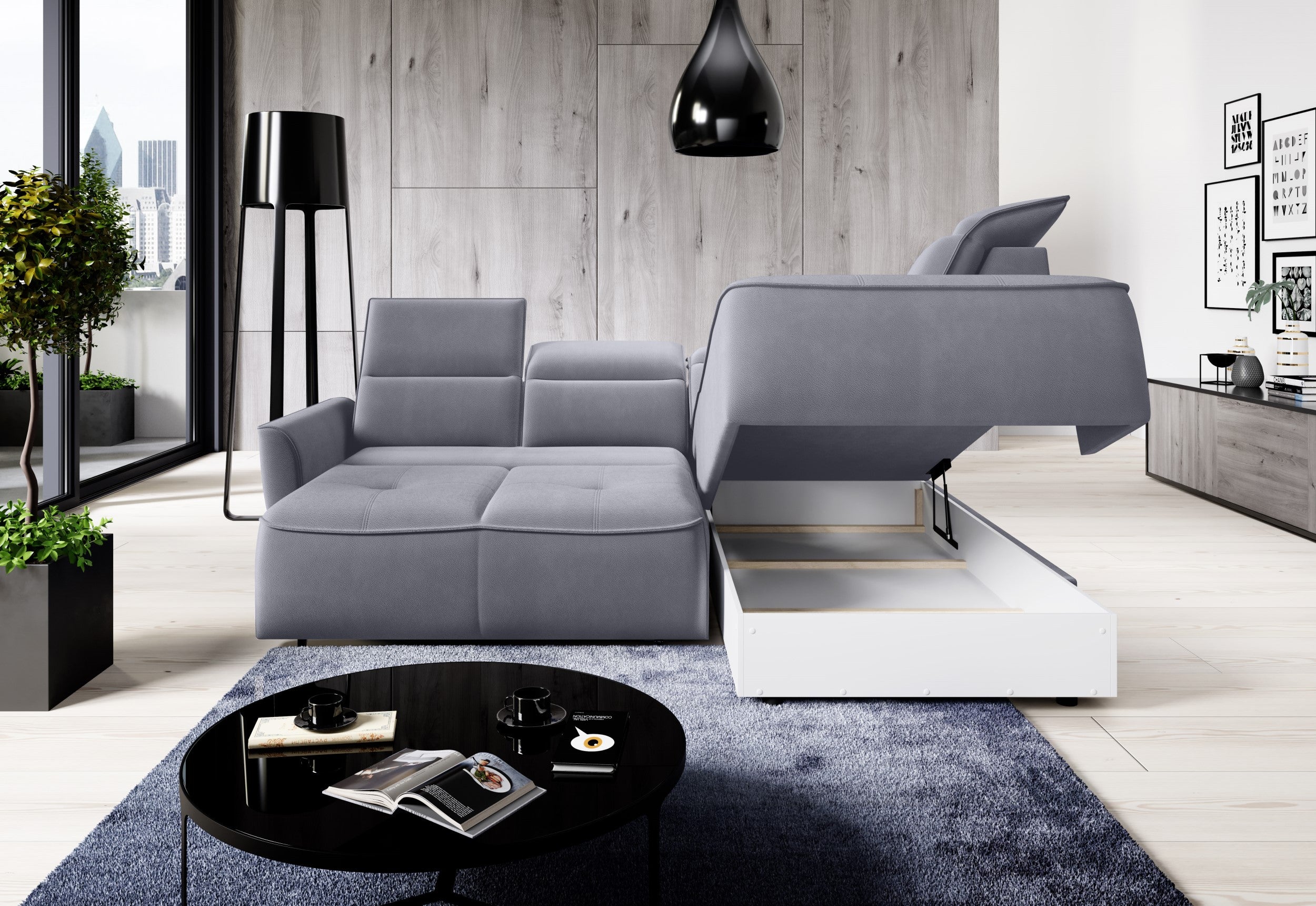Canapé d'Angle Convertible - Design Moderne, Confort Optimal, Disponible en 3 Tailles | Canapé Réversible avec Coffre de Rangement
