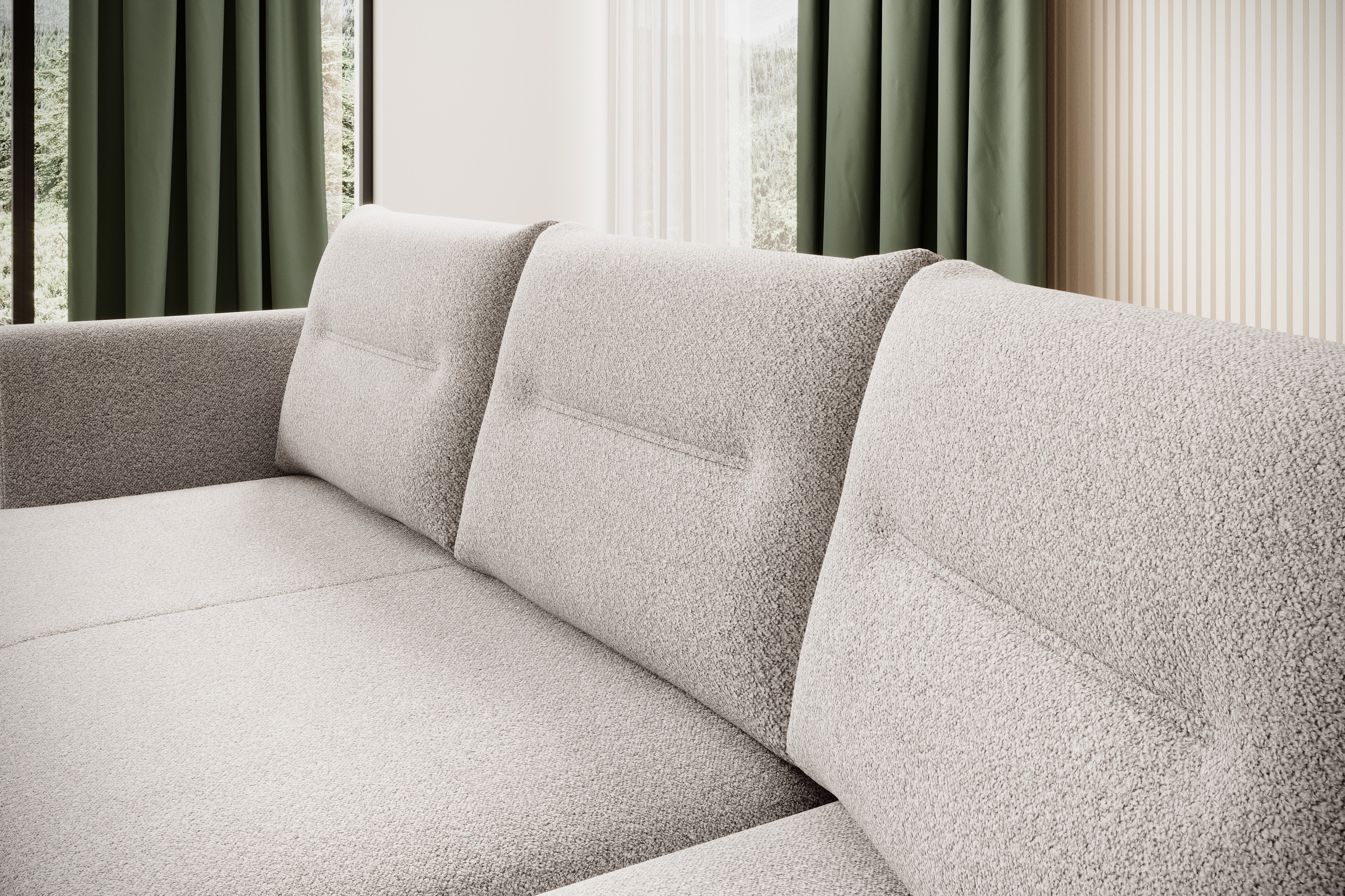 Canapé d'angle moderne avec extension électrique, fonction relax et suspension à ressorts en zigzag