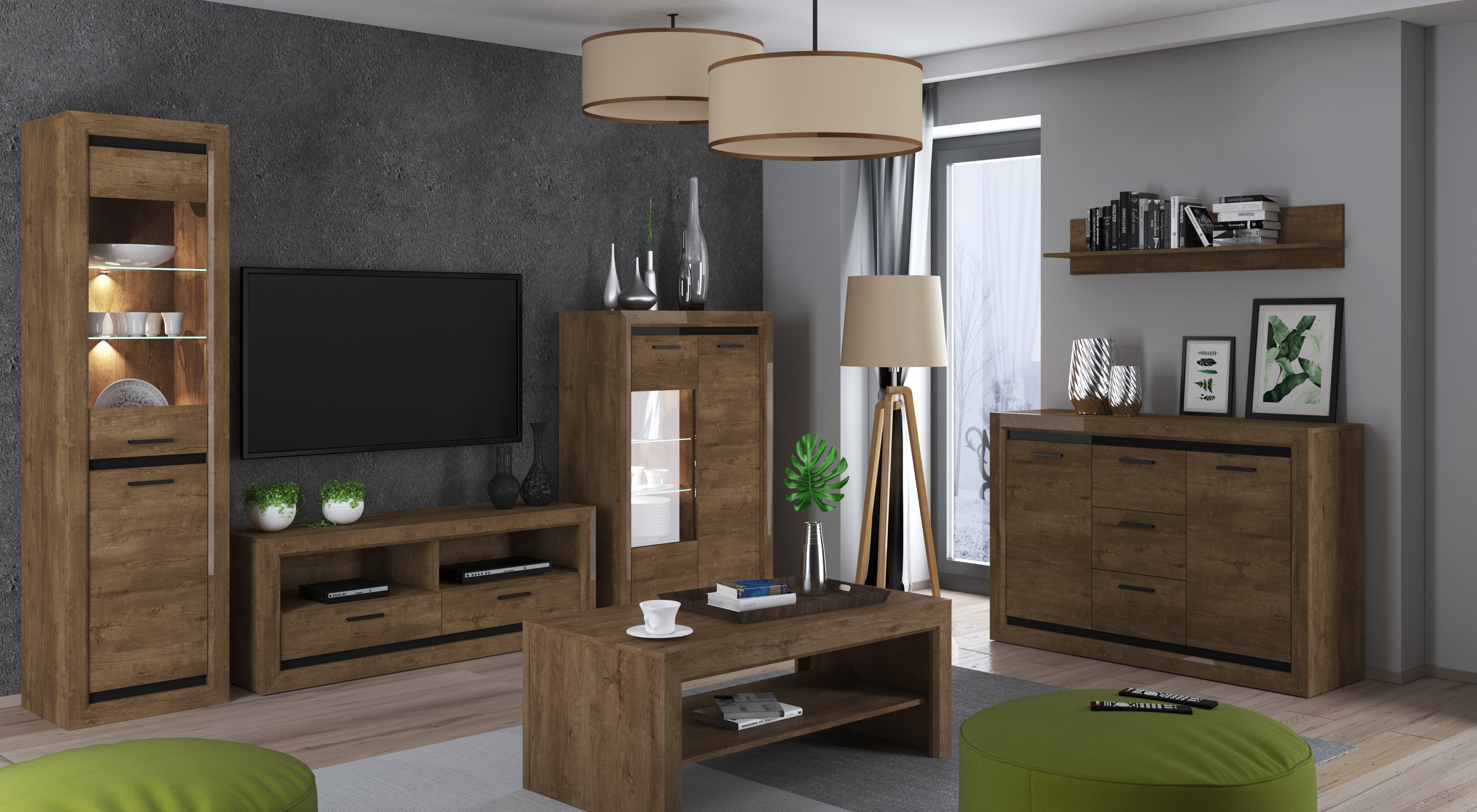 Table Basse Banc – Chêne de Lefkas & Noir – 114 cm – Design Industriel et Robuste
