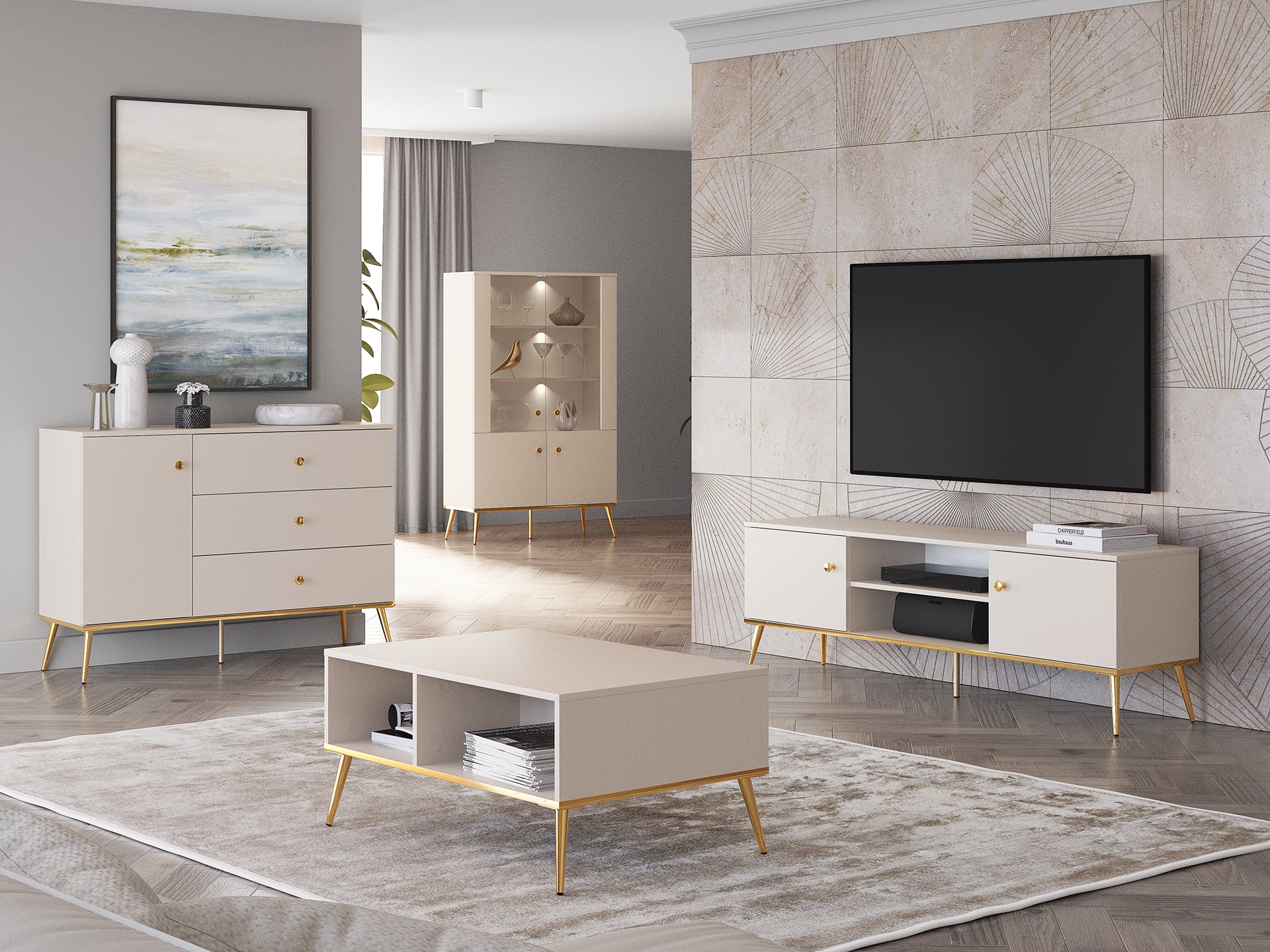 Commode - Design Cachemire avec Tiroirs Profonds et Pieds Dorés