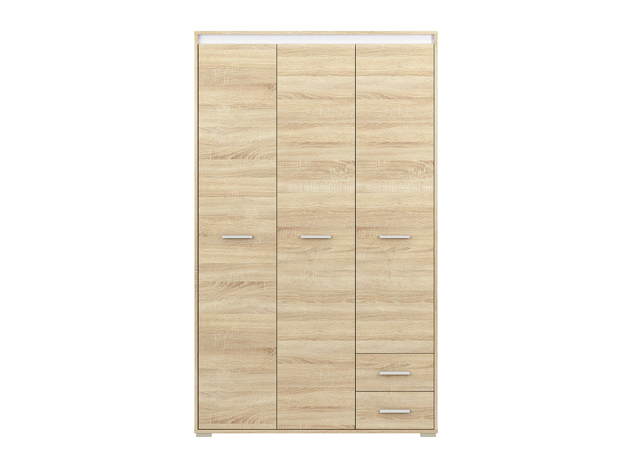 Armoire 3 Portes en Chêne Sonoma Clair avec Insertion Blanche et Anthracite – Grand Rangement, Finition Moderne