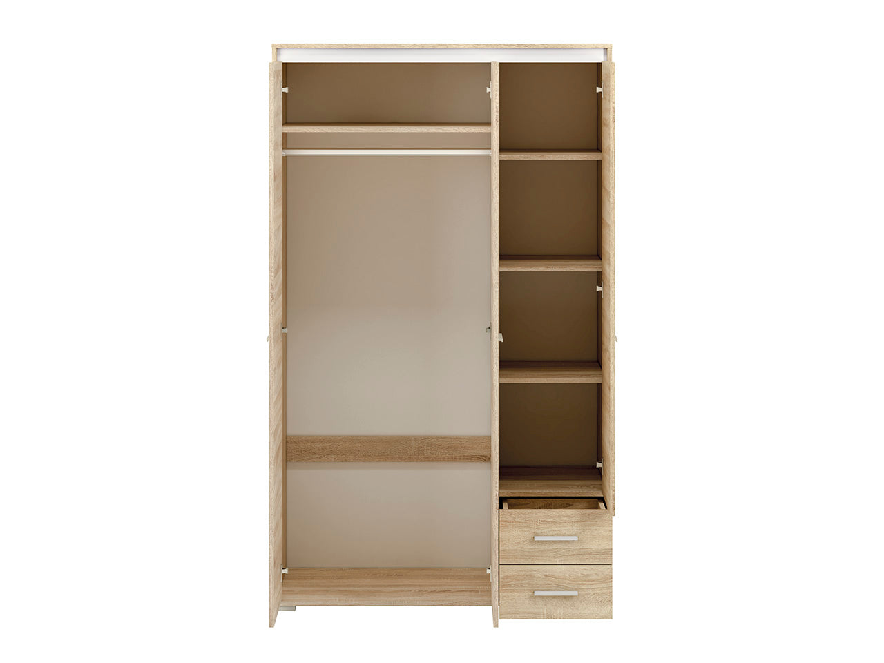 Armoire 3 Portes en Chêne Sonoma Clair avec Insertion Blanche et Anthracite – Grand Rangement, Finition Moderne