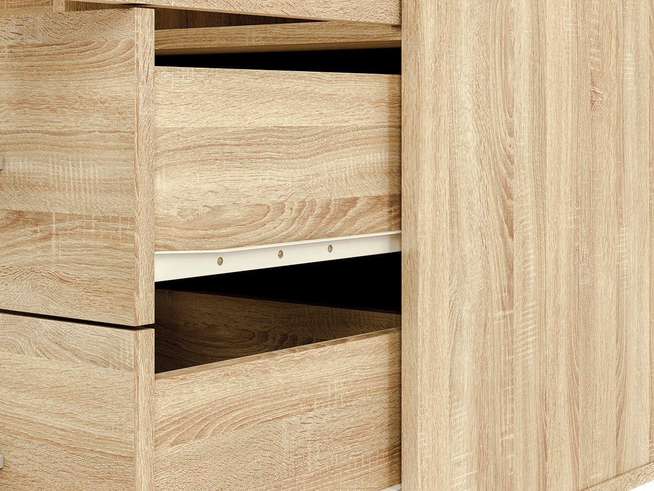 Armoire 3 Portes en Chêne Sonoma Clair avec Insertion Blanche et Anthracite – Grand Rangement, Finition Moderne