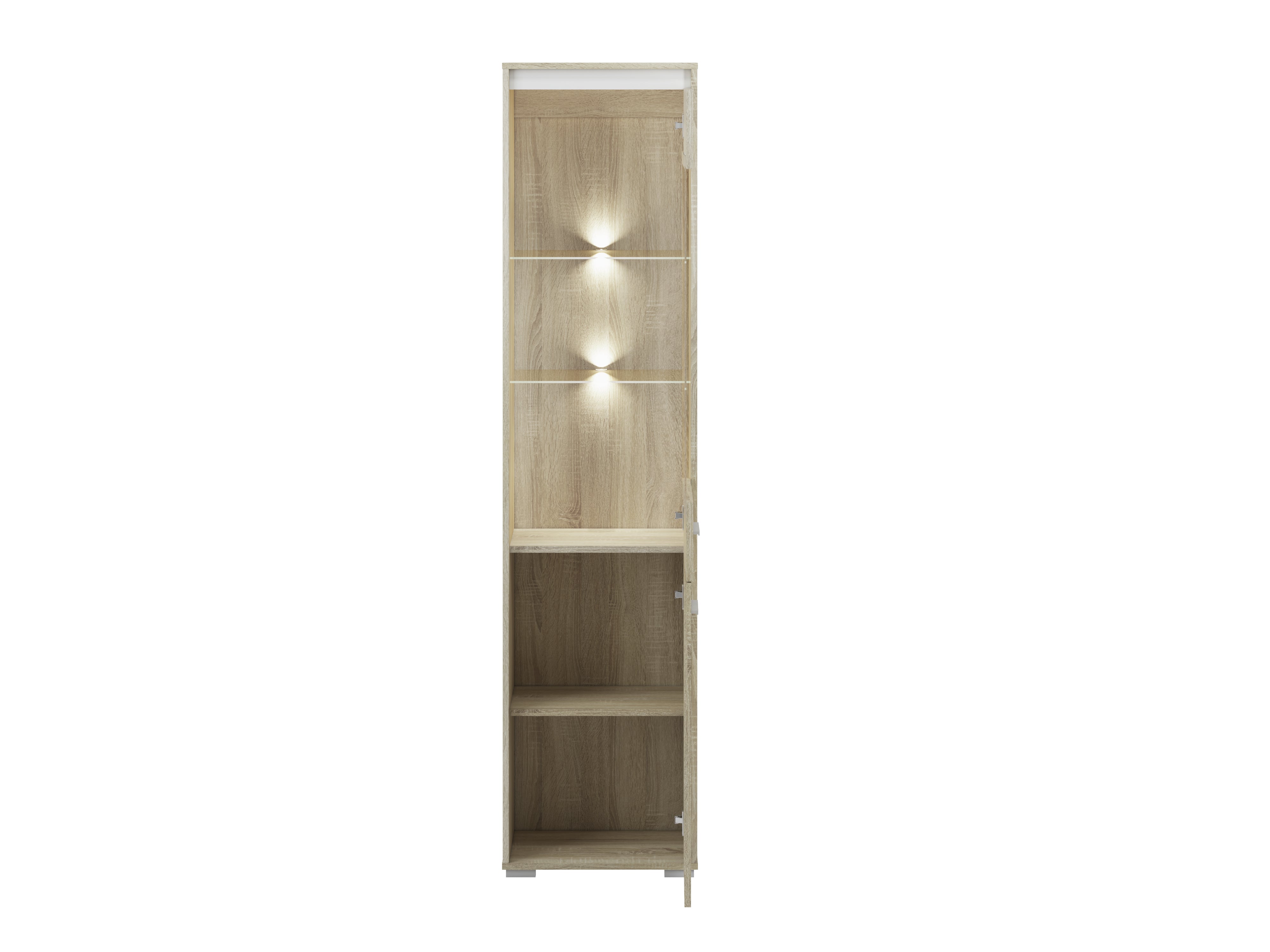 Vitrine Colonne avec Verre Trempé – Éclairage Optionnel – Design Sonoma Clair, Blanc et Anthracite