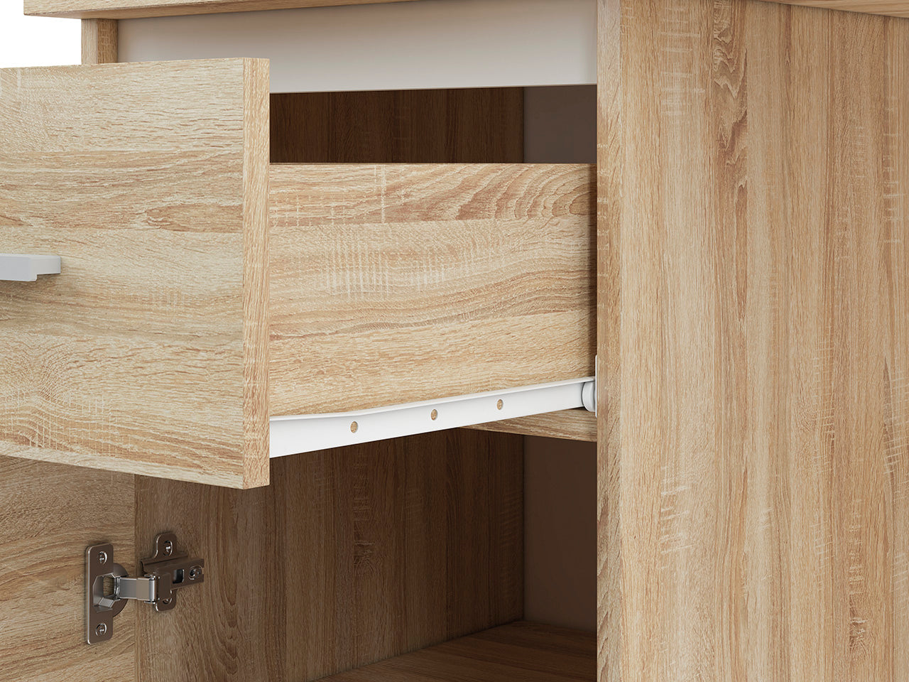 Bureau Moderne avec Bordure ABS en Lumière de Sonoma - Design Élégant et Résistant