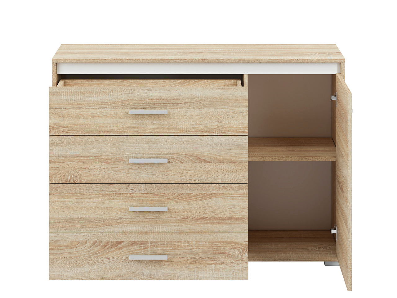 Buffet Moderne en Lumière de Sonoma avec Bordure ABS - Design Élégant et Fonctionnel